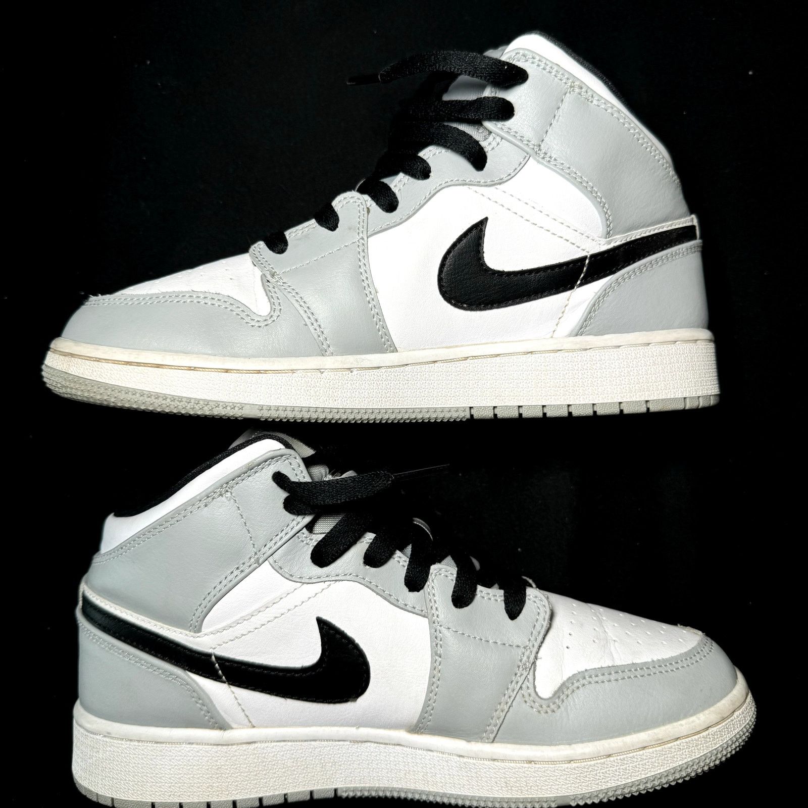 Jordan Brand × Nike Air Jordan 1 Mid GS Light Smoke Grey Men's Shoes - Size 5.5 Size US 5.5 / EU 38 - 3 Thumbnail