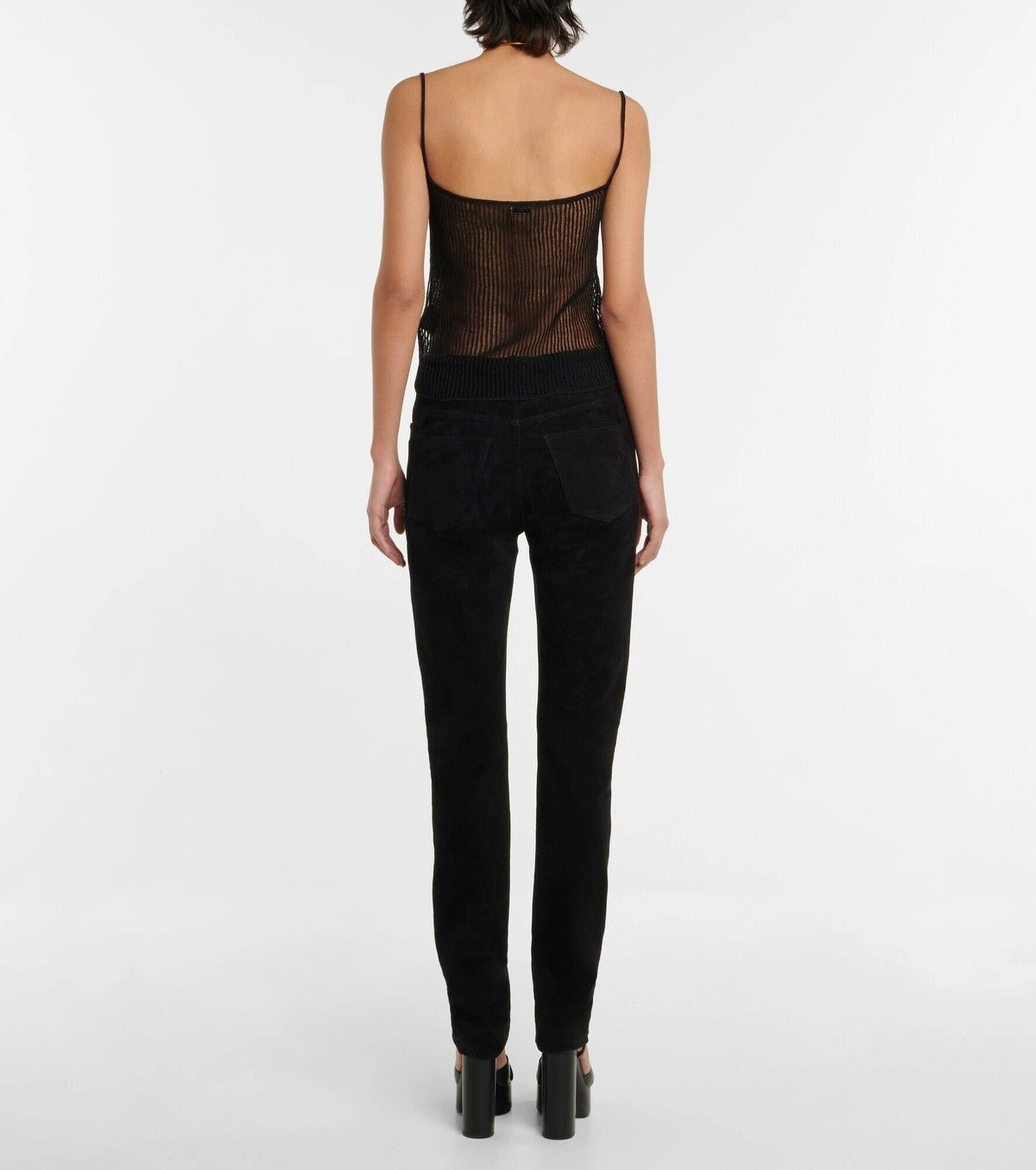 Saint Laurent Paris o1s1wg110924 Ribbed-Knit Linen and Silk Tank Top in Black Size L / US 10 / IT 46 - 3 Thumbnail