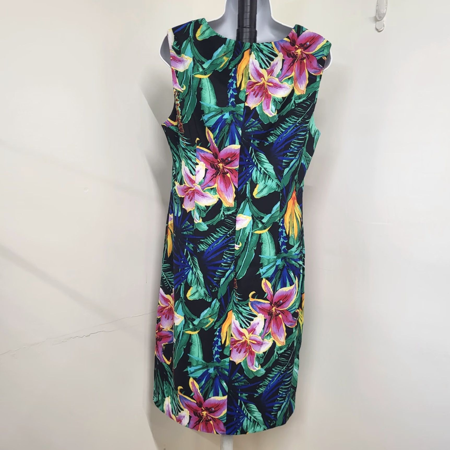 Vintage Connected Dress Womens Size 12 Black Tropical Floral Cruise Travel Brunch Size XL / US 12-14 / IT 48-50 - 4 Thumbnail