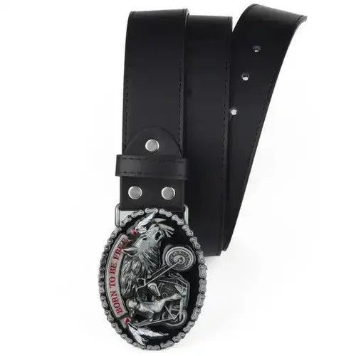 Leather Motorcycle And Wolf PU Leather Belt Size ONE SIZE - 3 Thumbnail