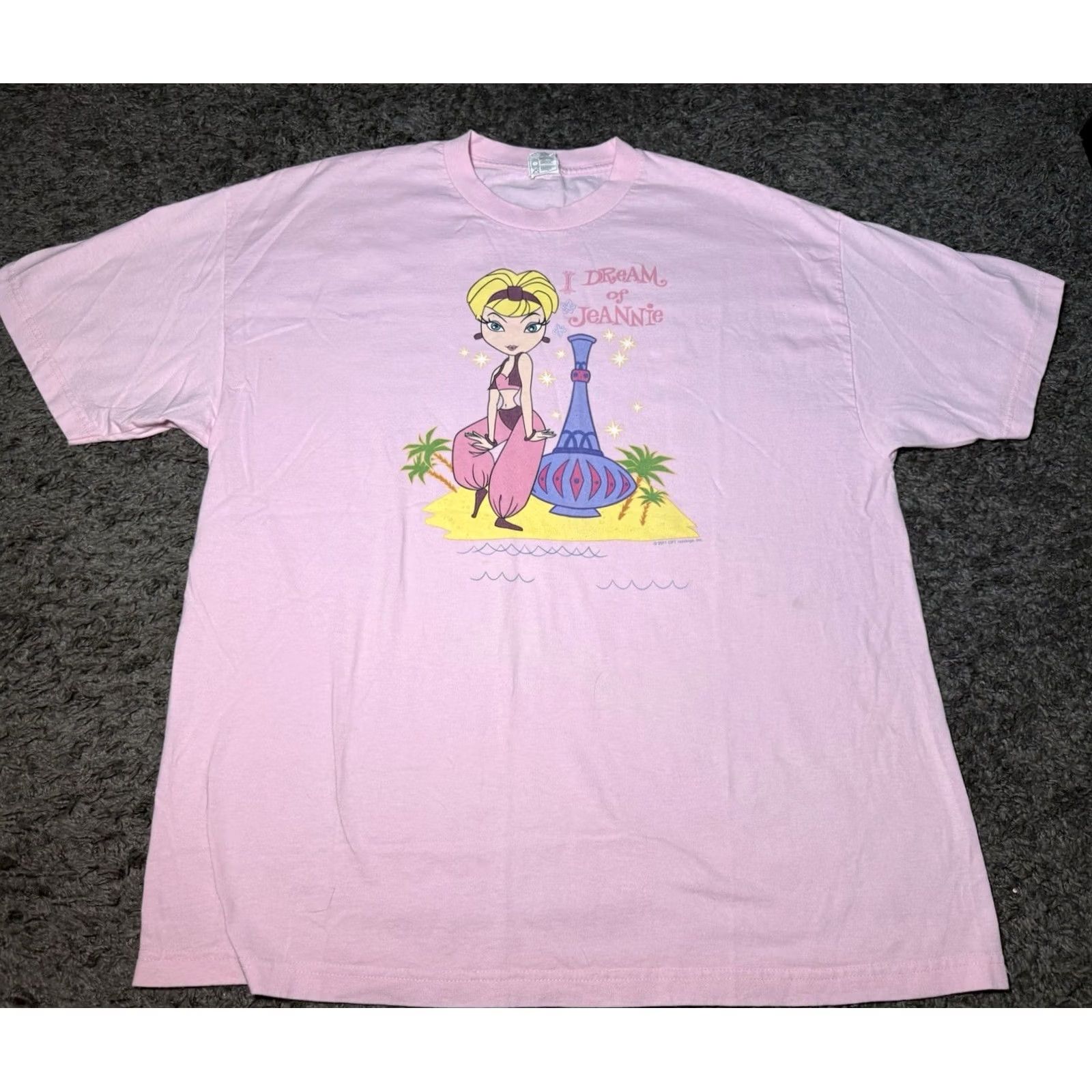 Pinko VINTAGE I Dream of Jeannie Promo Tee Shirt 2XL Pink Unisex Adults Short Sleeve Crew Neck 1990s 90s Cronies Logo Graphic Print Shirt Size US XXL / EU 58 / 5 - 3 Thumbnail