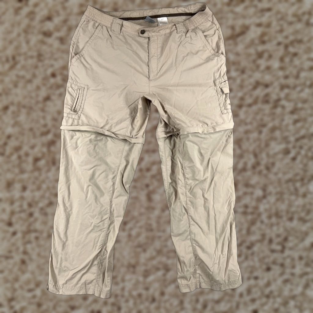 Vintage Columbia Pants Womens XL Beige Cargo Convertible 100% Nylon Titanium Size 40" / US 18 - 1 Thumbnail