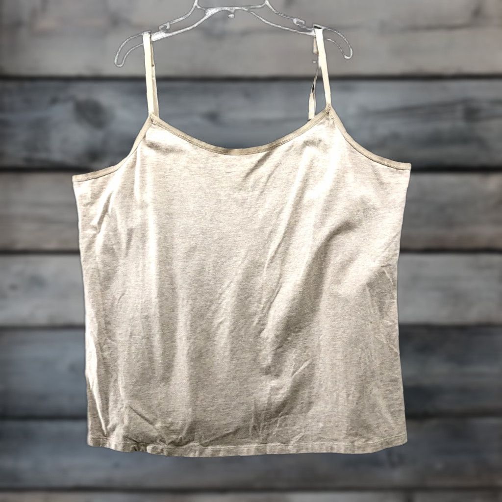 Vintage Lane Bryant Camisole Tank Womens 20 Beige Cotton Blend Stretch Adjustable Layering Sleeveless Camisole Women Plus Size 20/20 Size ONE SIZE - 1 Thumbnail