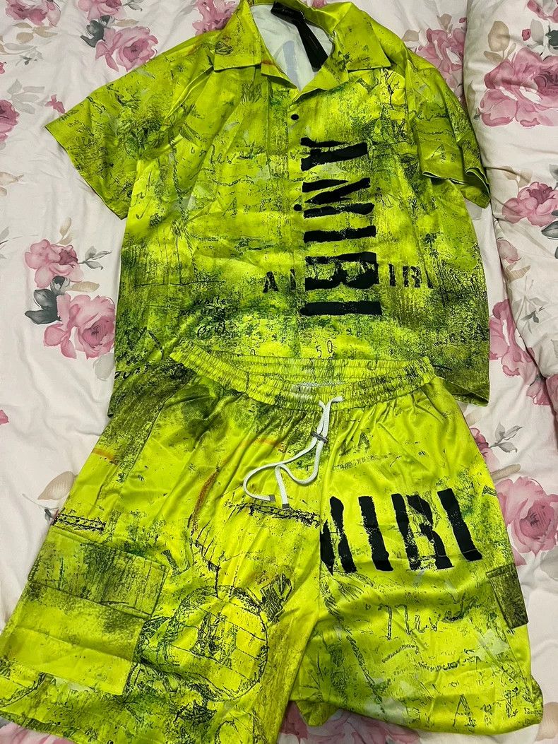 Amiri Amiri silk green shirt and shorts Size US XXL / EU 58 / 5 - 1 Thumbnail