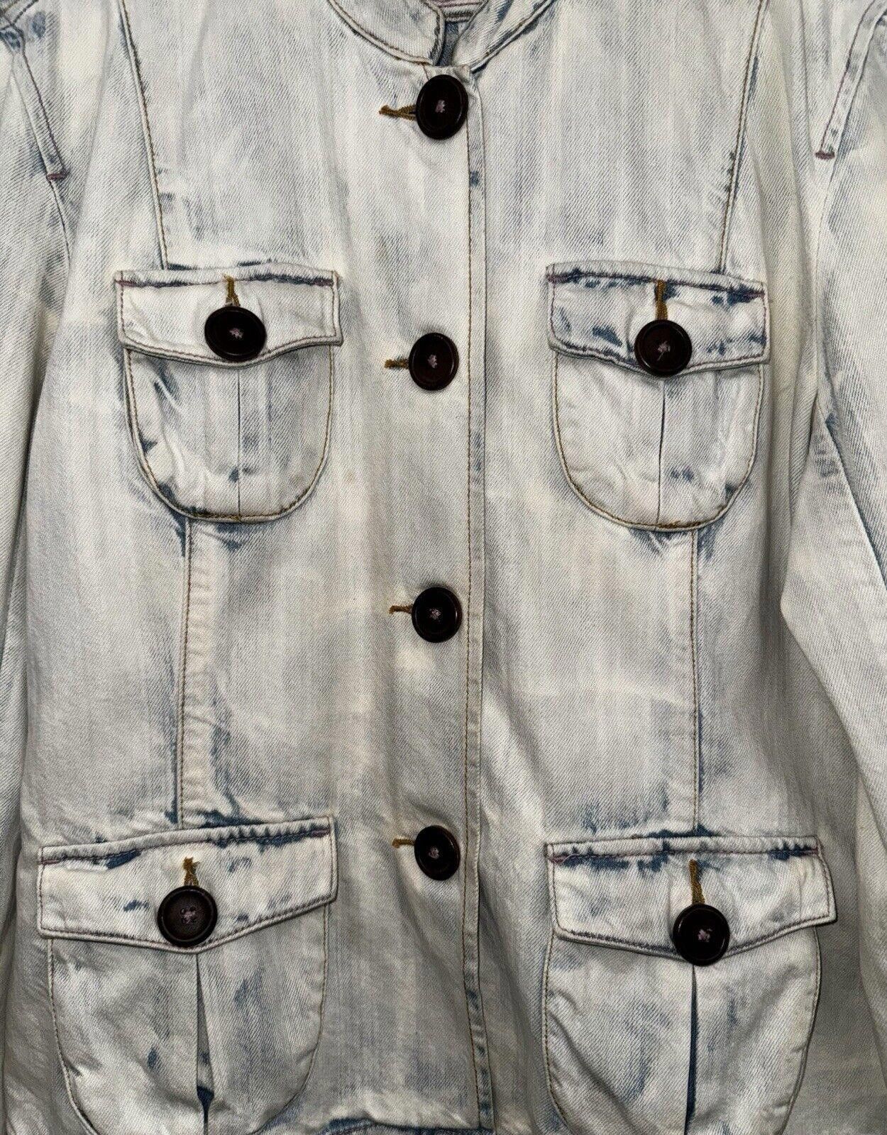 Marithe + Francois Girbaud Marithe Francois Girbaud M+FG Denim Jacket White Wash Sz L Size L / US 10 / IT 46 - 2 Thumbnail