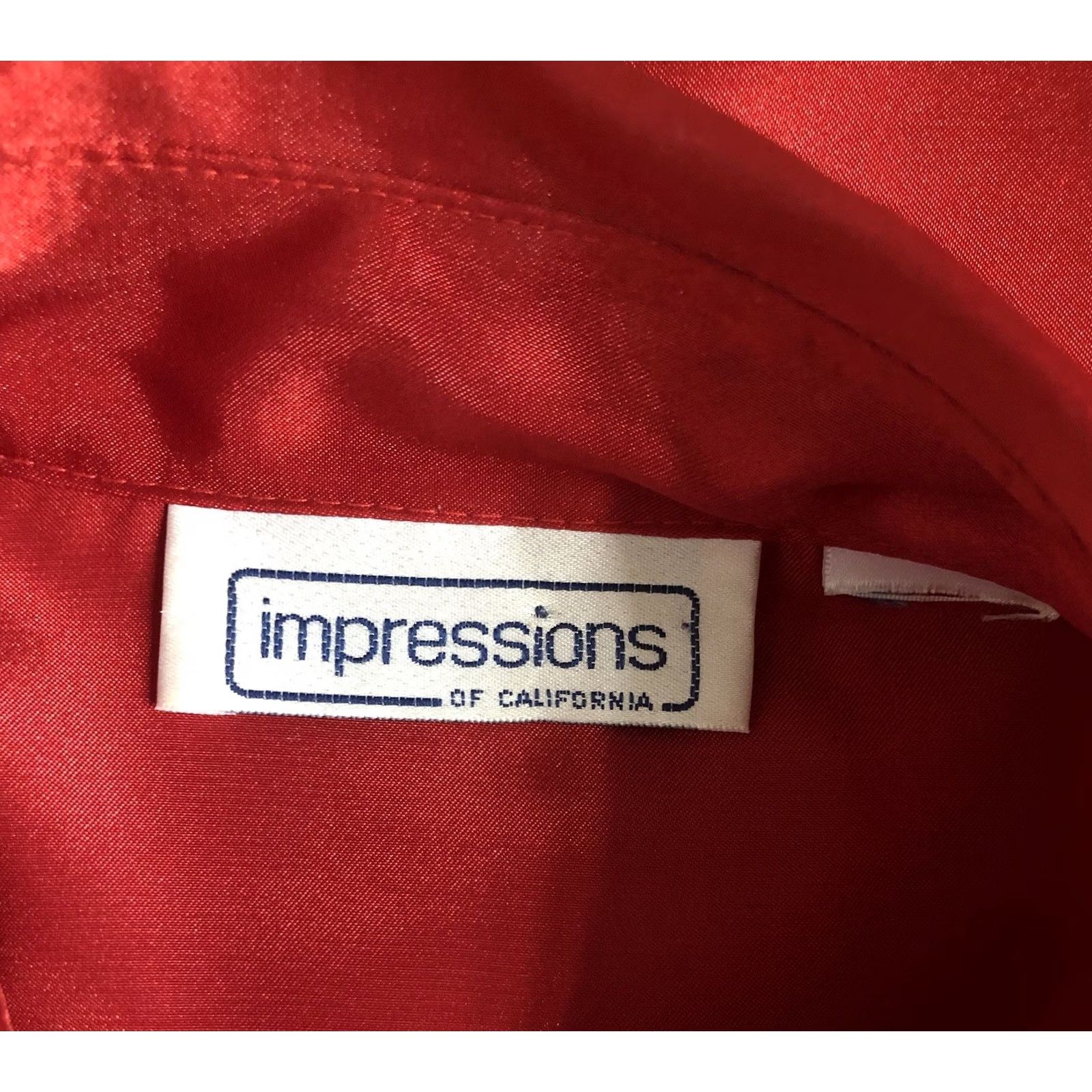Vintage Impressions Top Womens XL Red Satin Long Sleeve Button Collar career Holiday Office Size XL / US 12-14 / IT 48-50 - 4 Thumbnail