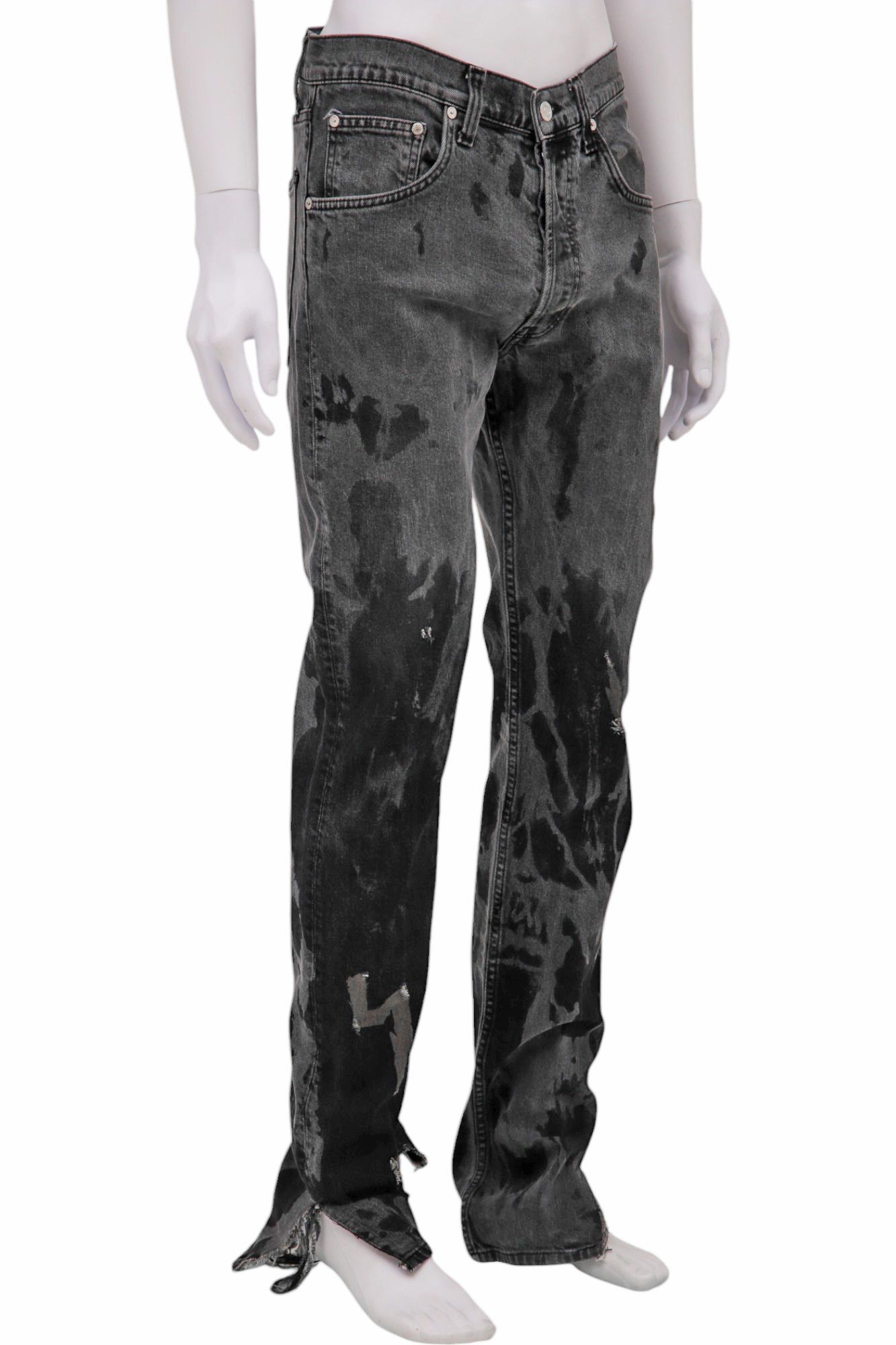 Helmut Lang Grey Distressed Painted Jeans Size US 29 - 2 Thumbnail