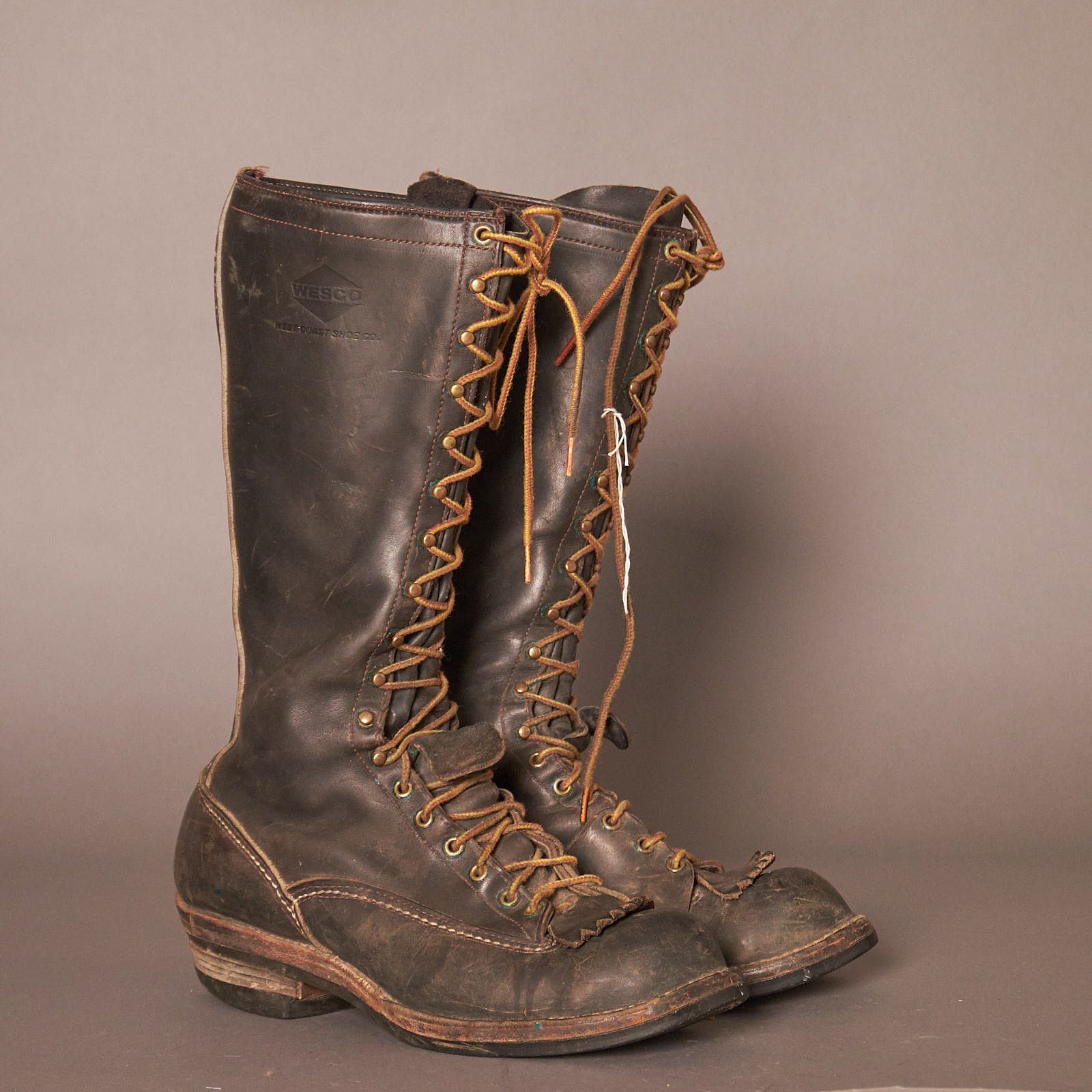 WESCO 90s Westco Vibram Sole Climber Logger Black Leather Boots Size US 10.5 / EU 43-44 - 1 Thumbnail