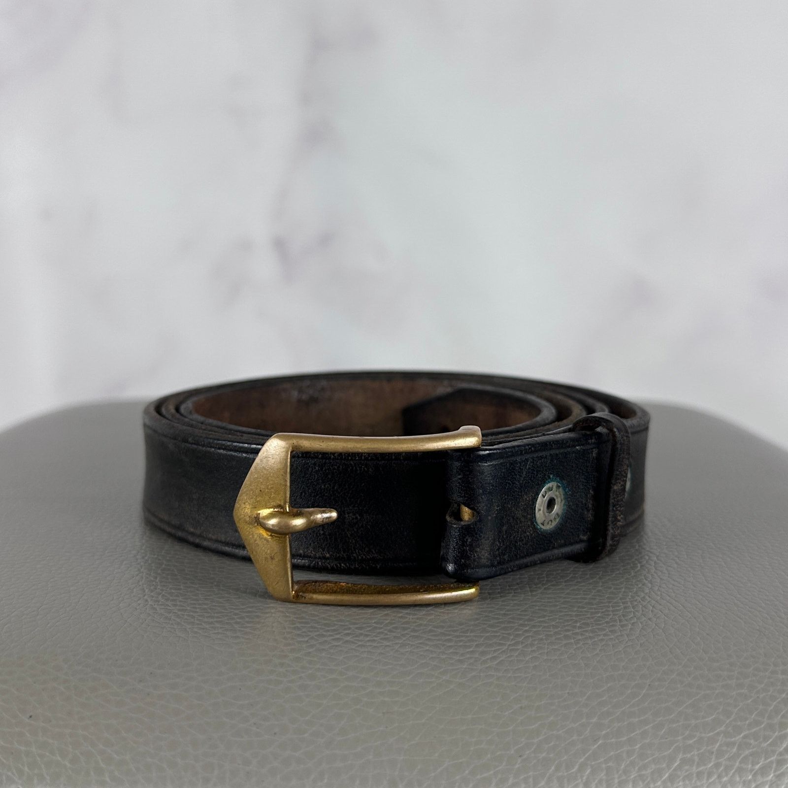 Vintage Vintage Leather Belt & Brass Buckle Size 38 - 1 Thumbnail