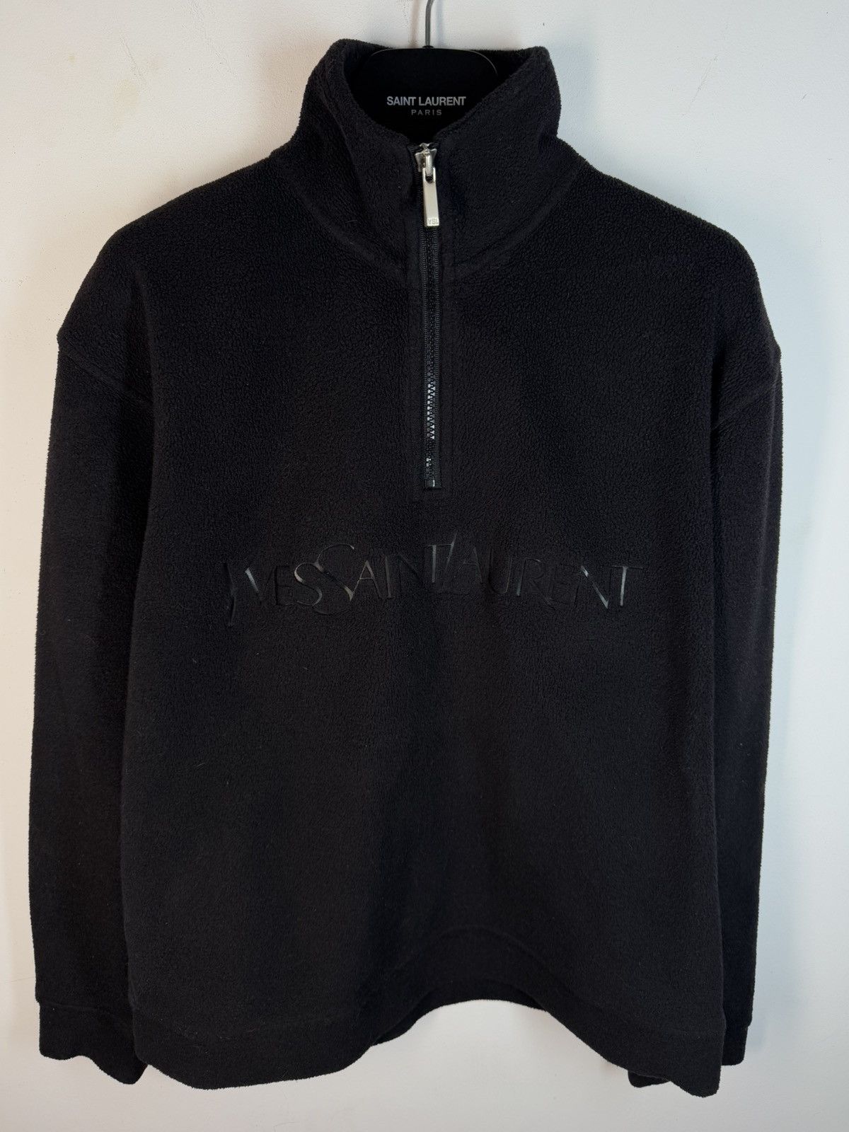 Yves Saint Laurent Fleece Black YSL Sweatshirt 1/4 Zip Big Logo YSL Sweater Size US S / EU 44-46 / 1 - 2 Thumbnail