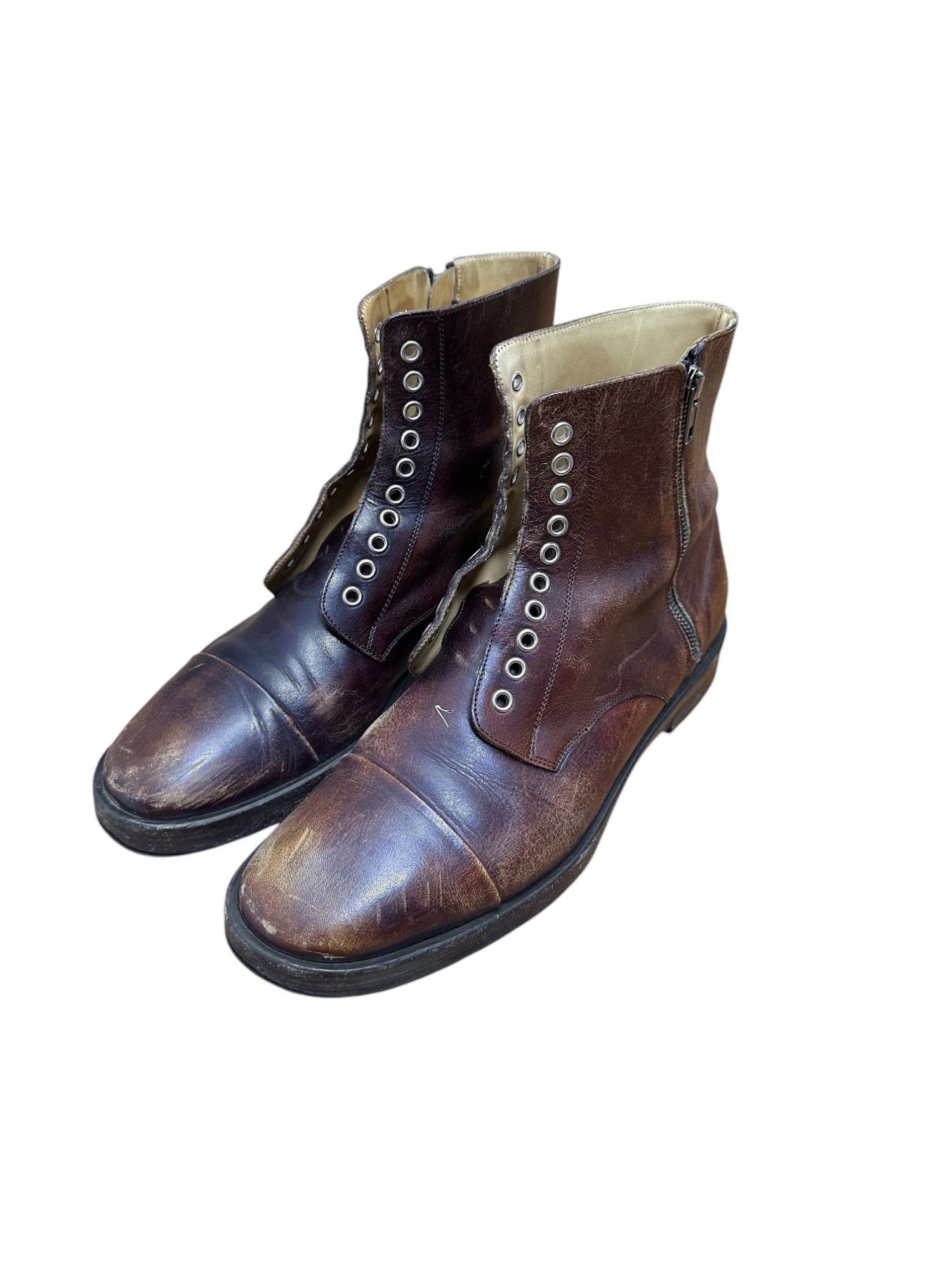 Maison Margiela Brown Zipped Ankle Boots Size US 8.5 / EU 41-42 - 4 Thumbnail