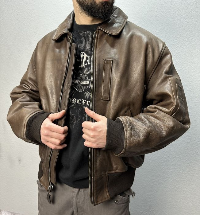 Vintage Vintage 80s Avirex Leather Jacket Type B-15 Zipper