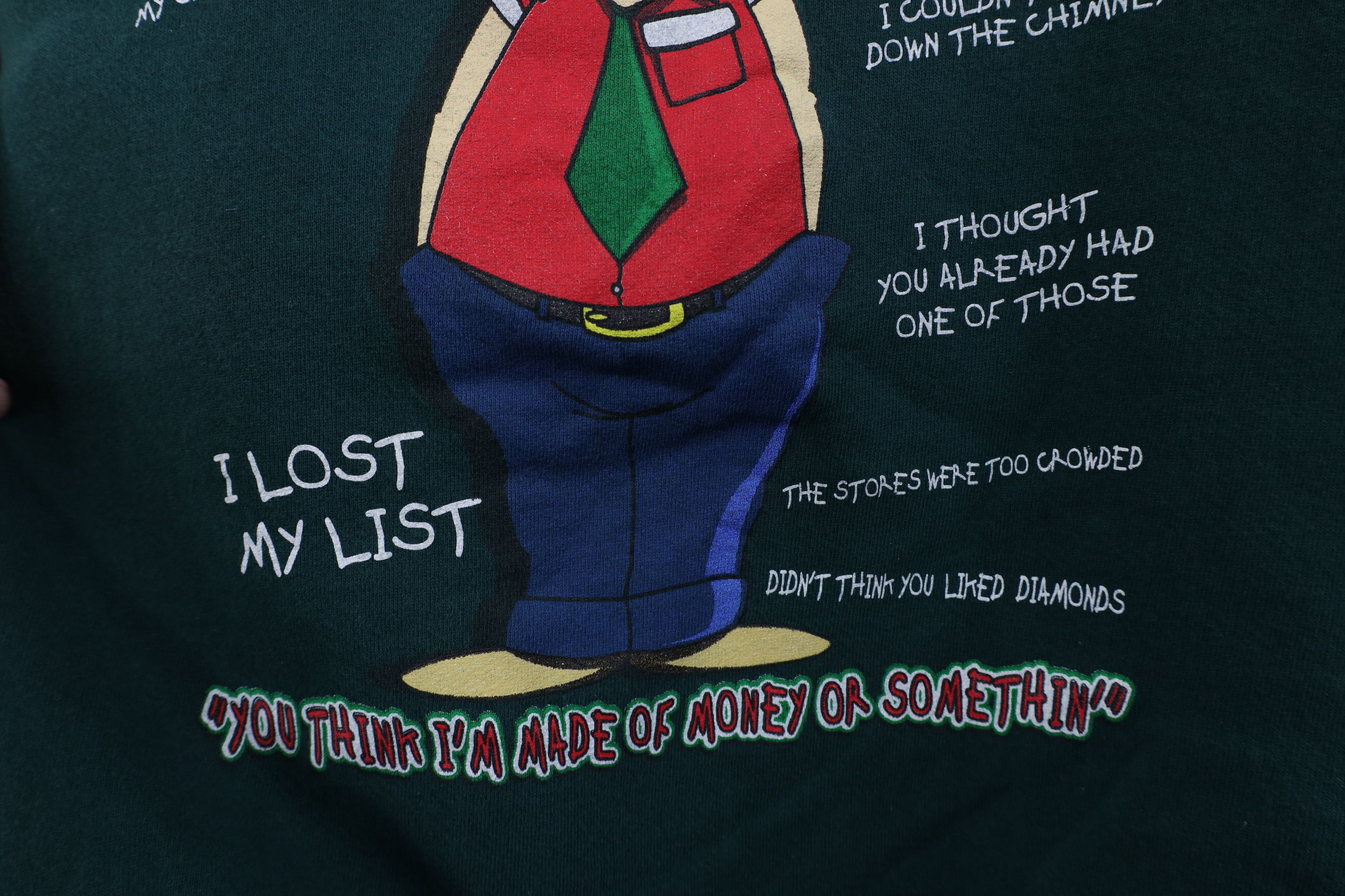 Vintage Vintage 90s Streetwear Christmas Excuses Sweatshirt Green Size US XL / EU 56 / 4 - 6 Thumbnail
