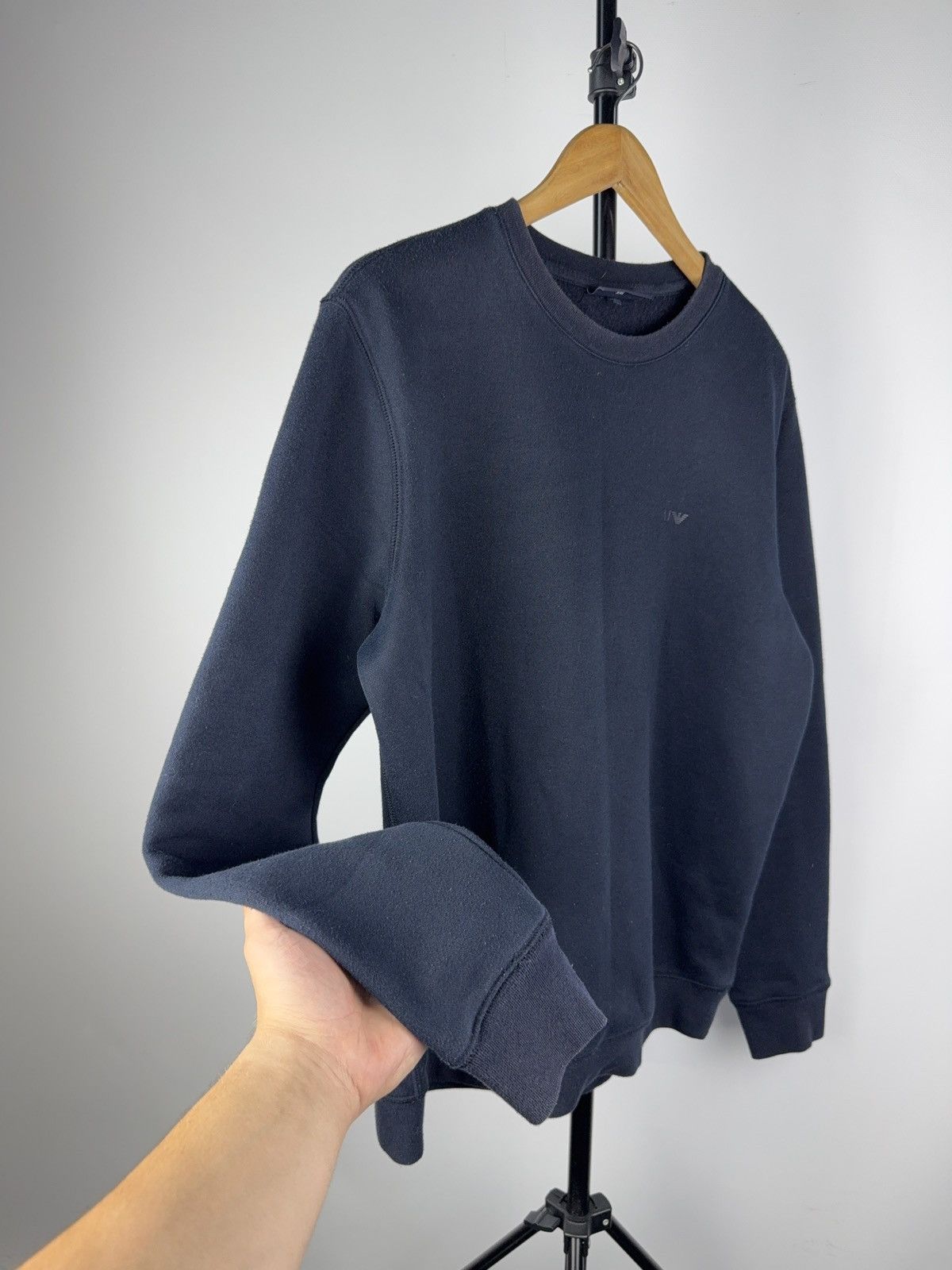 Armani Vintage 00s Luxury Armani Jeans Basic Logo Sweatshirt Size US L / EU 52-54 / 3 - 2 Thumbnail