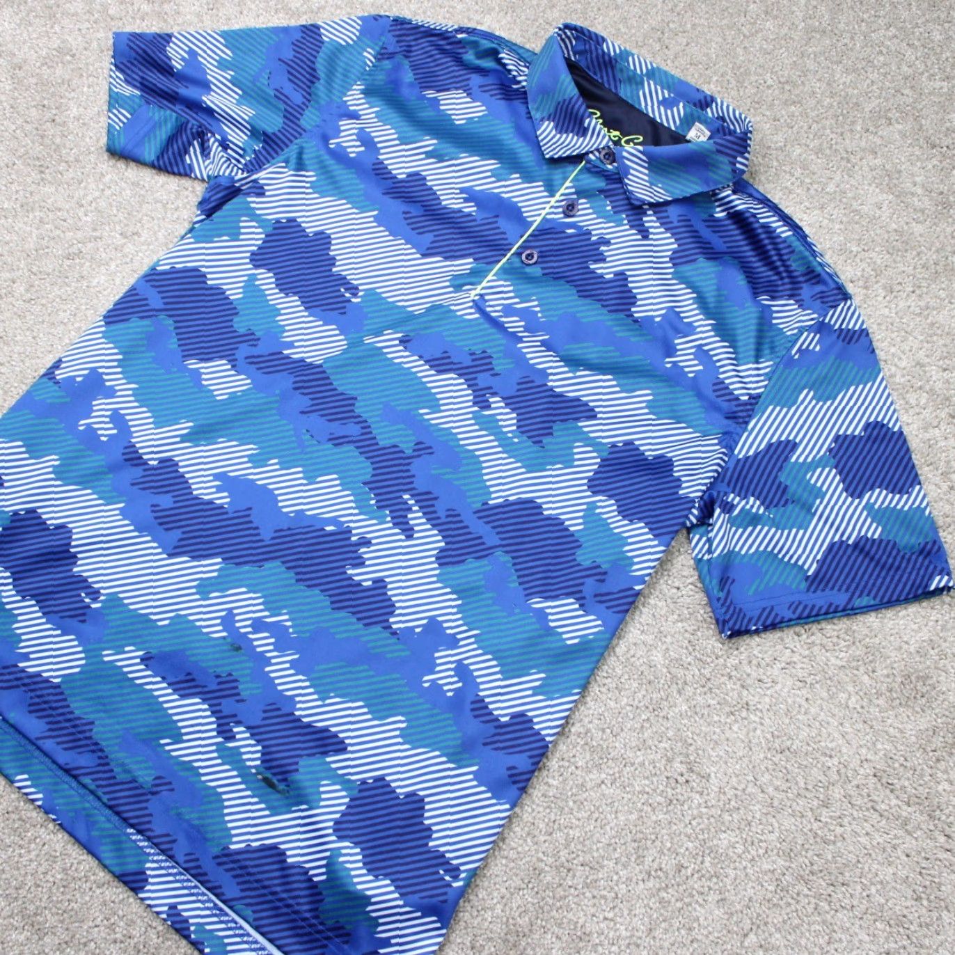 Robert Graham Robert Graham Polo Shirt Men Medium Blue Camouflage Classic Fit Polo Shirt Mens Blue Camouflage 90s? Size US M / EU 48-50 / 2 - 4 Thumbnail