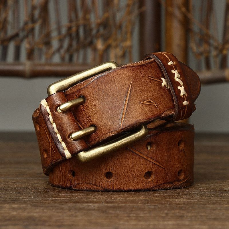 Japanese Brand × Vintage Leather Brass Buckle Belt Size ONE SIZE - 1 Thumbnail