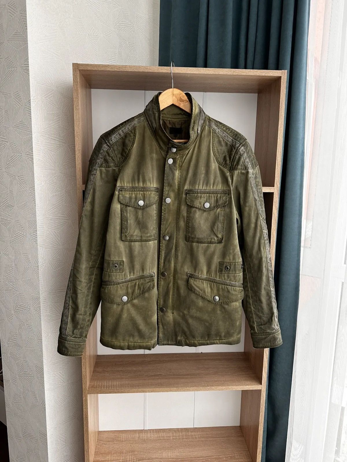 image of Diesel Flying Cougar Cargo Air Distressed Jacket in Green, Men's (Size Medium)