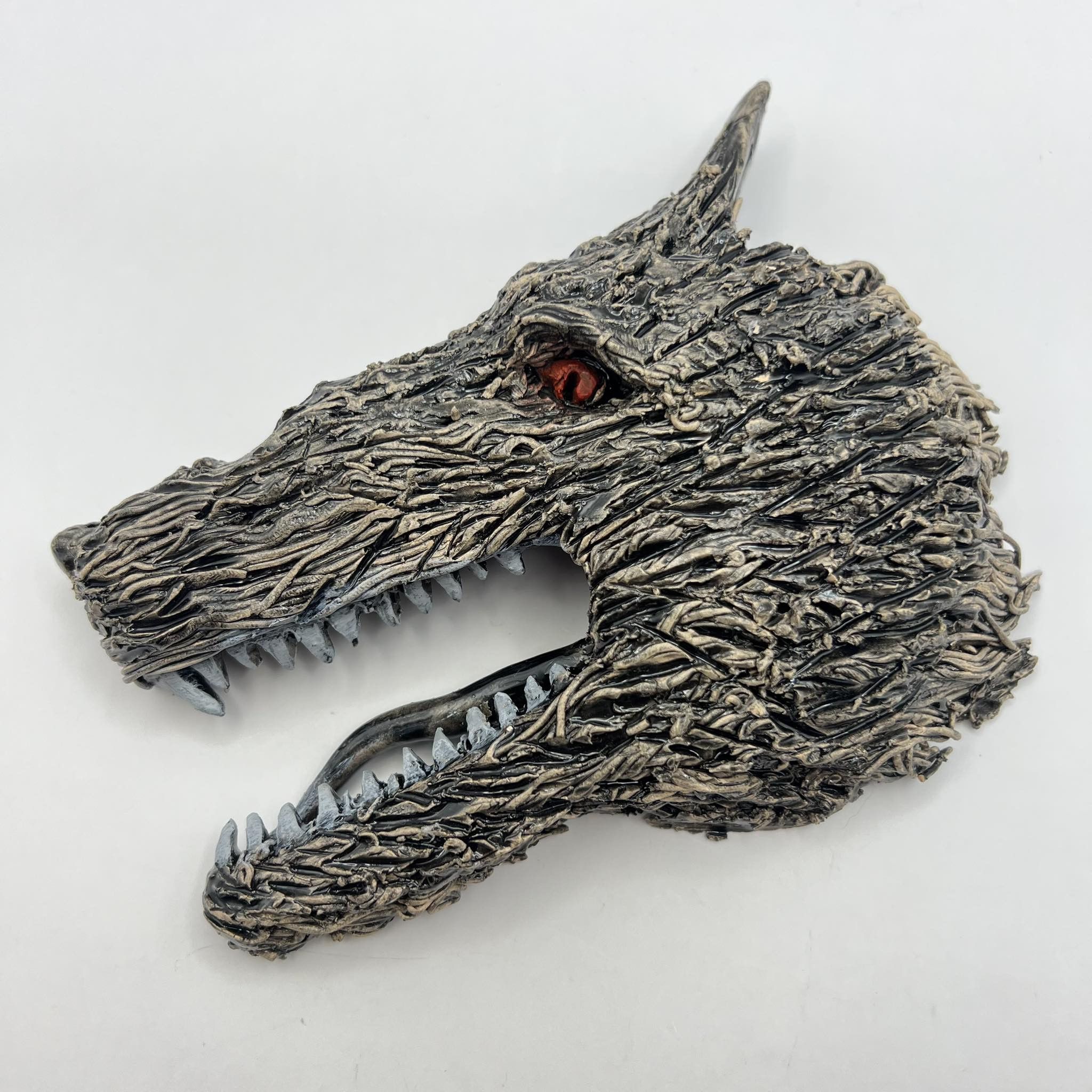 Vintage Art Ceramic Figurine Statue Wolf Mask Handmade Wall Hanging Size ONE SIZE - 8 Thumbnail
