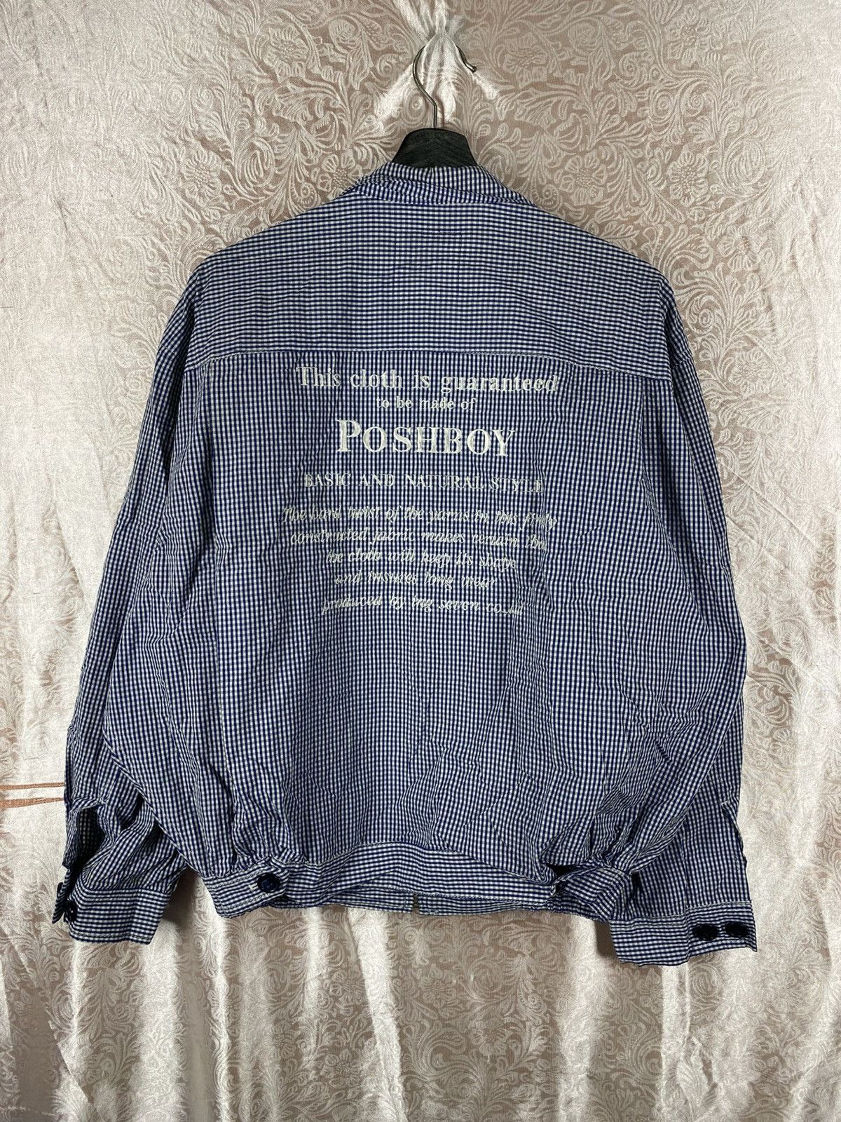Japanese Brand Vintage POSHBOY Gingham Check Zip Jacket Blue White Logo Size US M / EU 48-50 / 2 - 8 Thumbnail