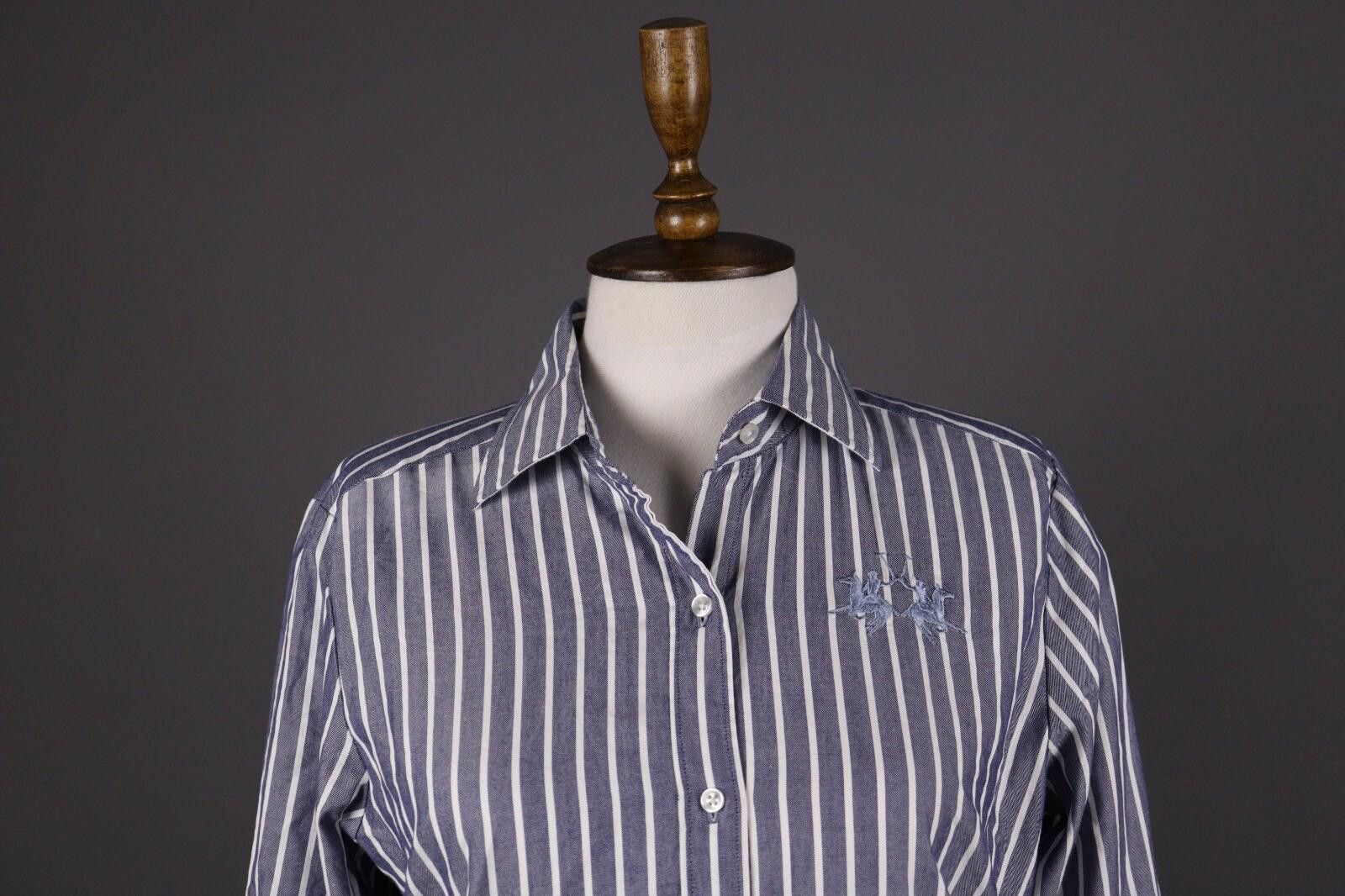 La Martina La Martina Blue Stripe Button Blouse Shirt Size M Size M / US 6-8 / IT 42-44 - 2 Thumbnail