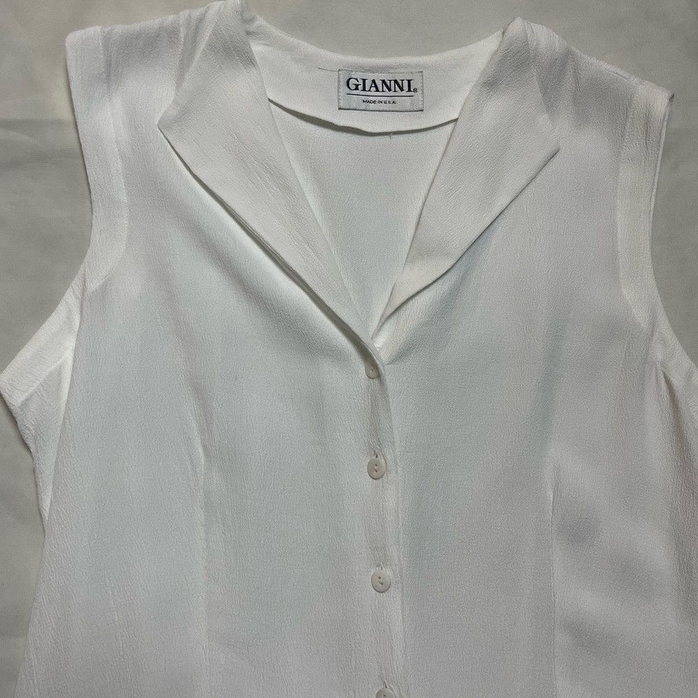 Gianni Valentino Vintage Gianni White Sleeveless Shirt Size 12 Size XL / US 12-14 / IT 48-50 - 6 Thumbnail