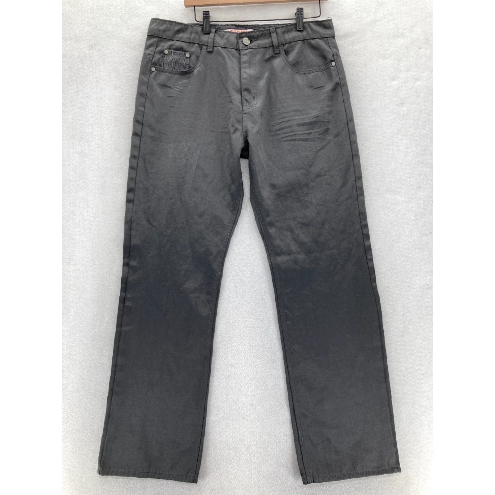 Vintage Old Skool Jeans Mens 36x32 Straight Leg Dark Gray Coated Denim Hip Hop Y2K City College Hip Hop Skater Jeans Mens Regular 36 Dark Gray Size US 36 / EU 52 - 2 Thumbnail