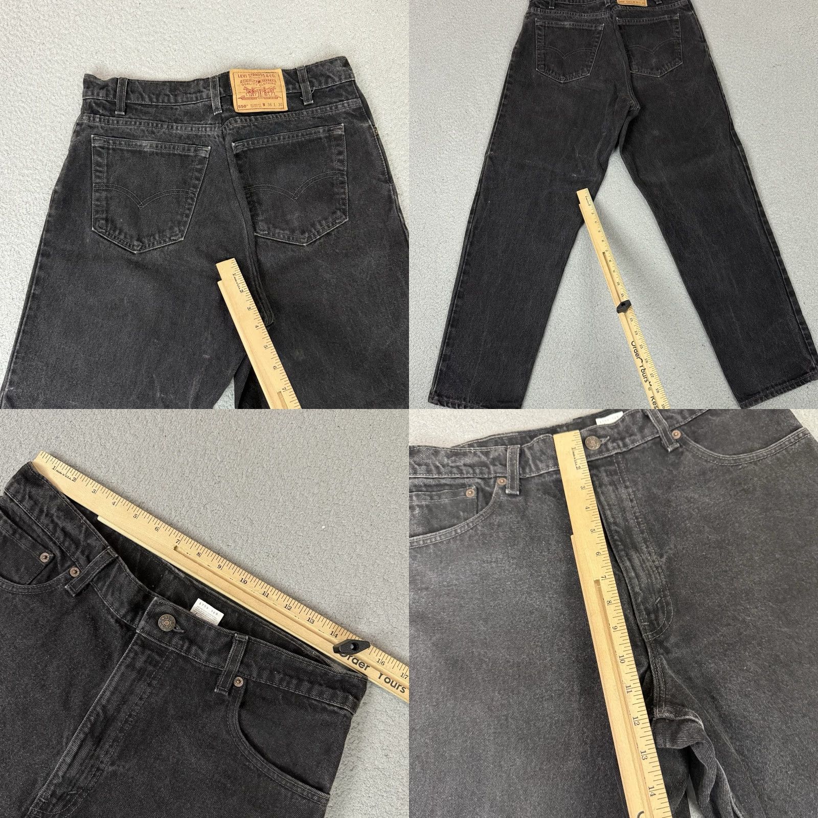 Levi's VINTAGE Levi's 550 Jeans Straight Men 36 Inseam 28 Dark Denim Black Relaxed Fit 550 500 Series Grunge Pockets 31 Inseam Altered 30x30 36x30 Size US 36 / EU 52 - 8 Thumbnail