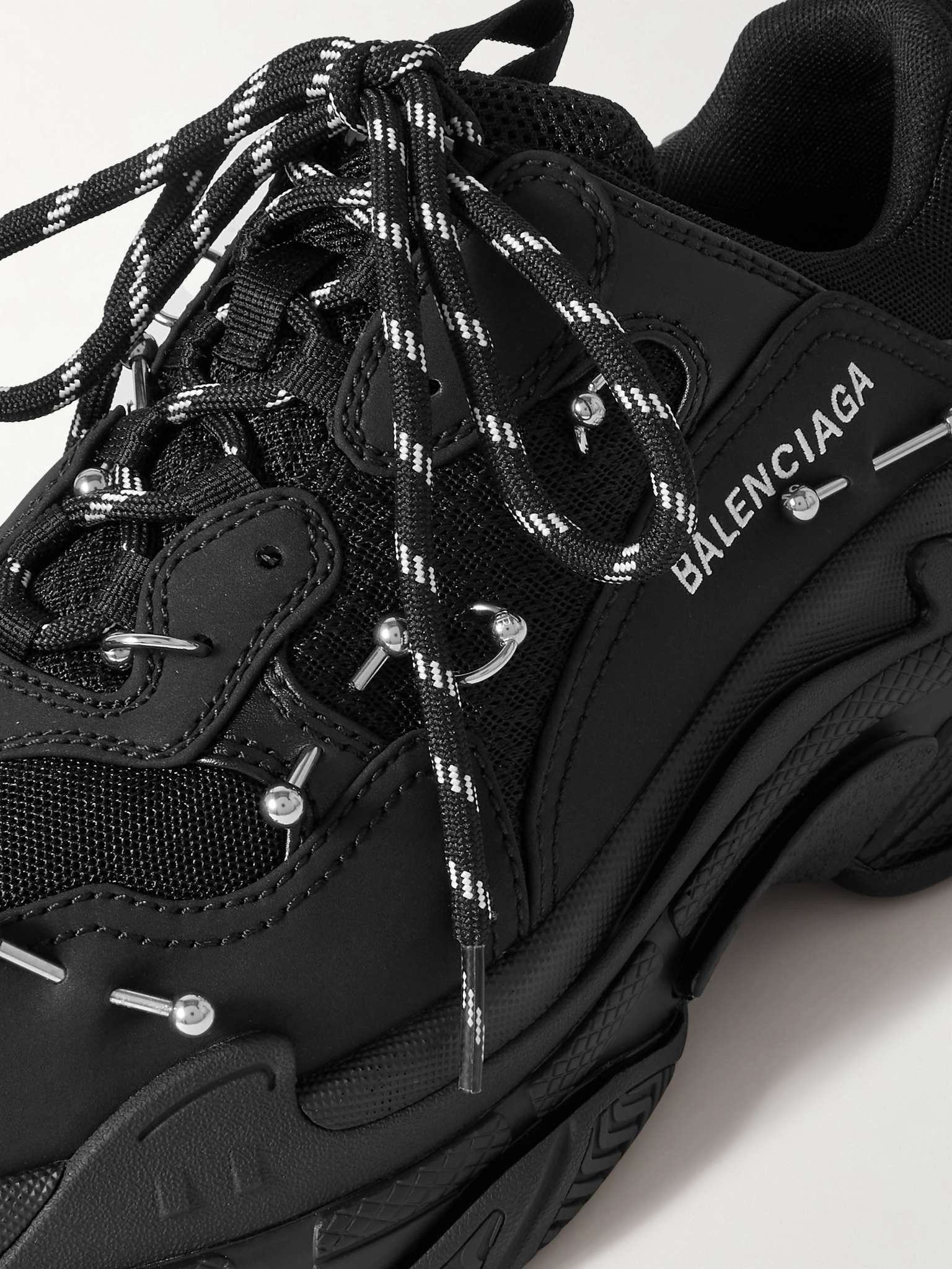 Balenciaga o1mt1gz0225 Triple S Sneakers With Piercing in Black Size US 10 / EU 43 - 6 Thumbnail