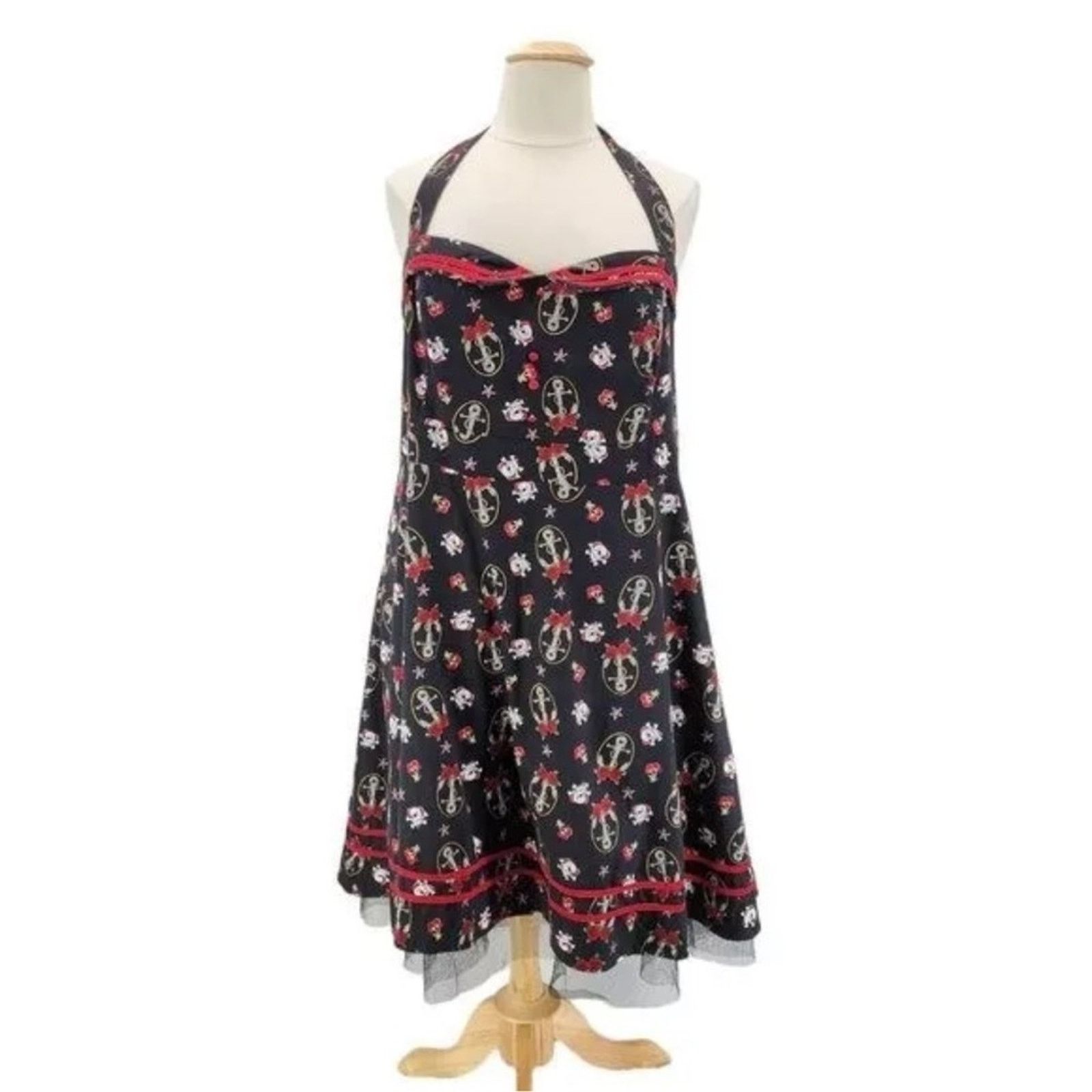 Torrid Torrid Retro Dress-Skull Roses Pinup Halter Dress Size XL / US 12-14 / IT 48-50 - 1 Thumbnail