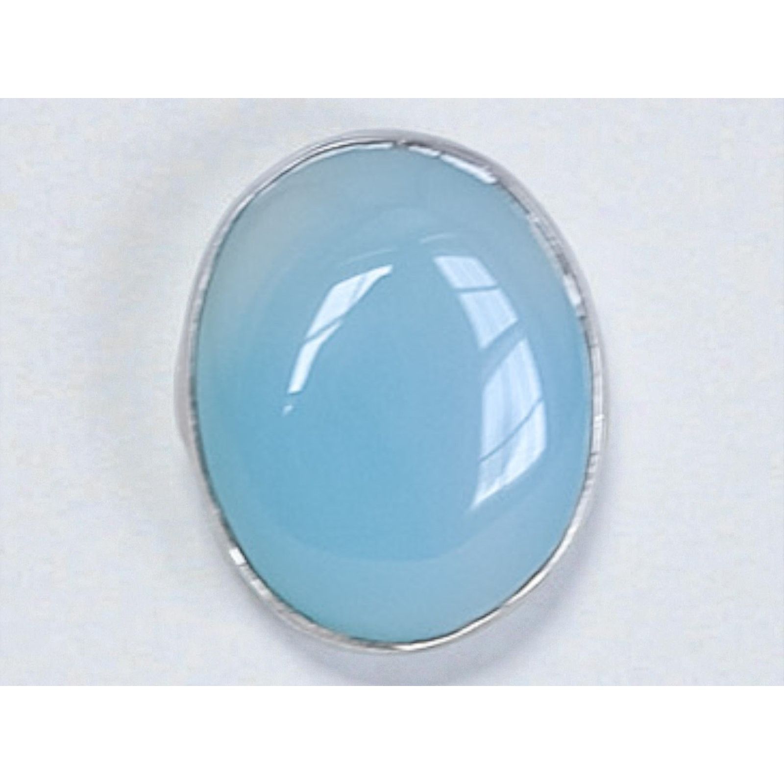 Other Vintage 925 Silver Blue Chalcedony Ring Large Oval Size ONE SIZE - 5 Thumbnail