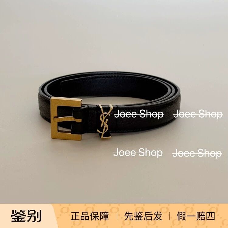 Yves Saint Laurent ysl black leather belt with gold buckle Size ONE SIZE - 1 Thumbnail