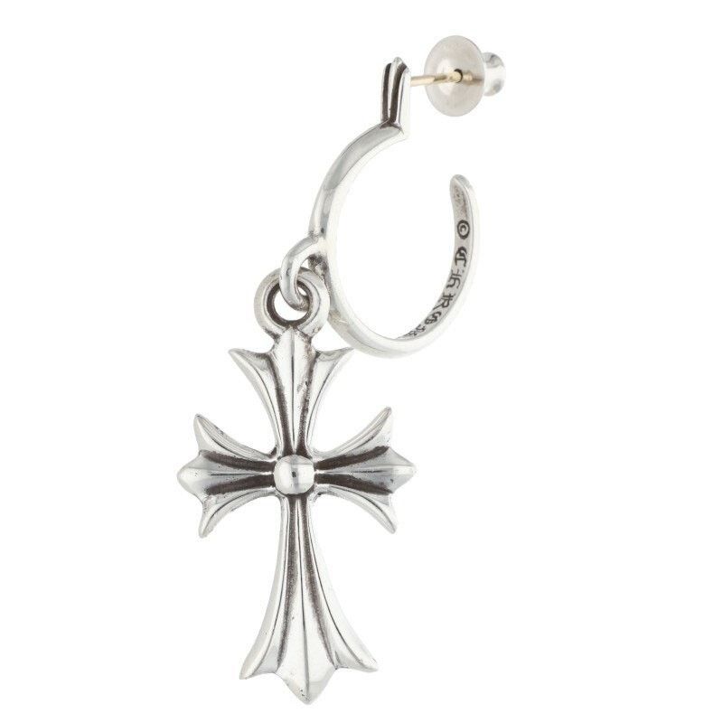 Chrome Hearts Chrome Hearts Tiny CH Cross Hoop Silver Earring Size ONE SIZE - 1 Thumbnail