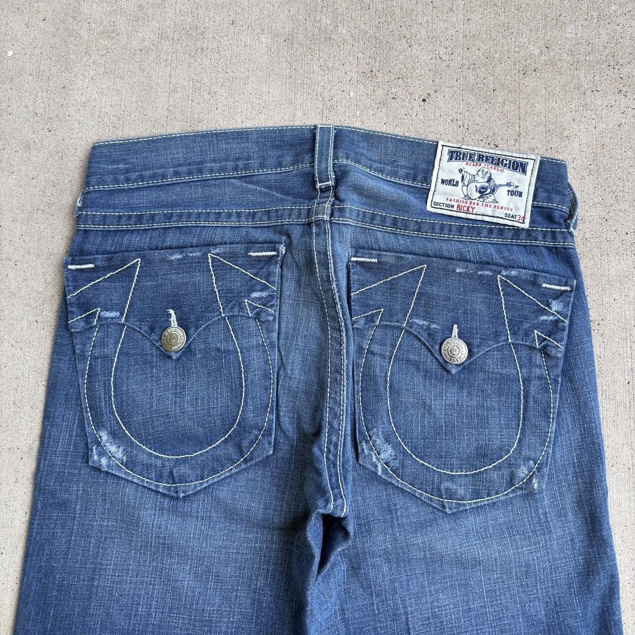True Religion Billy Super T flare Jeans Distressed Blue Y2K