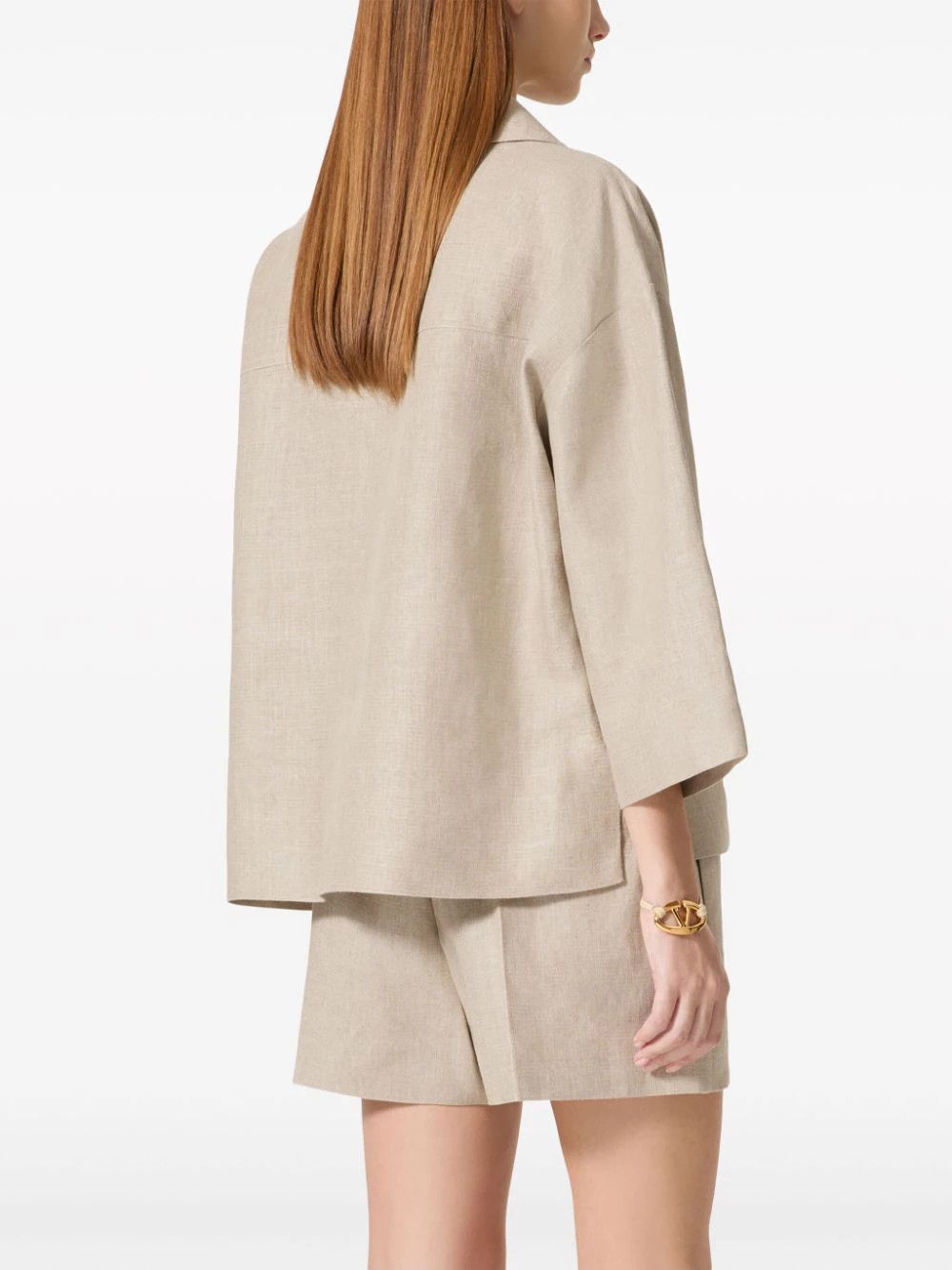Valentino o1s22i1n0924 Linen Canvas Tunic Garment in Beige Size M / US 6-8 / IT 42-44 - 4 Thumbnail