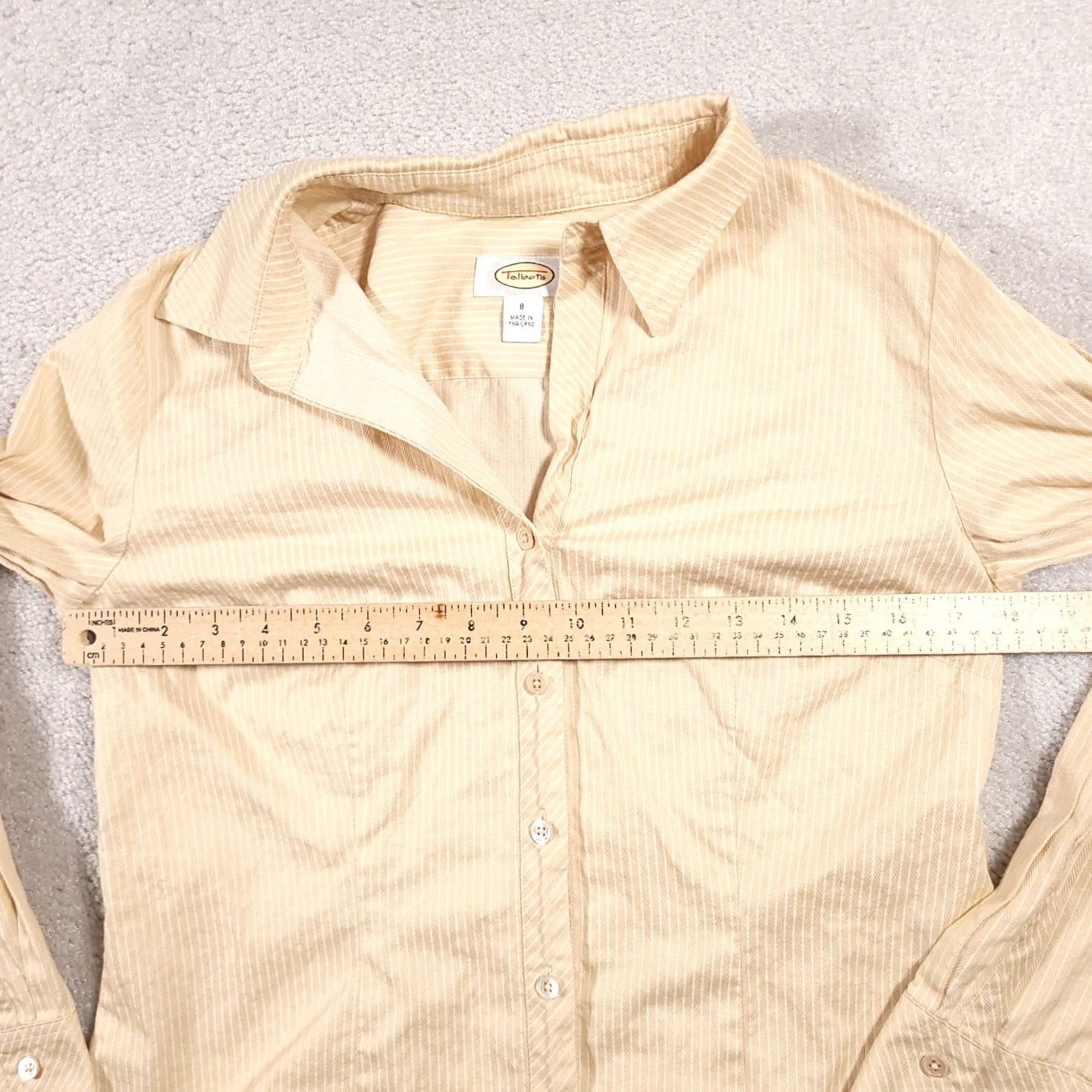 Talbots Talbots Button-Up Shirt Women's Size 8 Wrinkle Resistant Herringbone Long Sleeve Beige Regular Mens? Women? (note: correct ending) Size M / US 6-8 / IT 42-44 - 5 Thumbnail