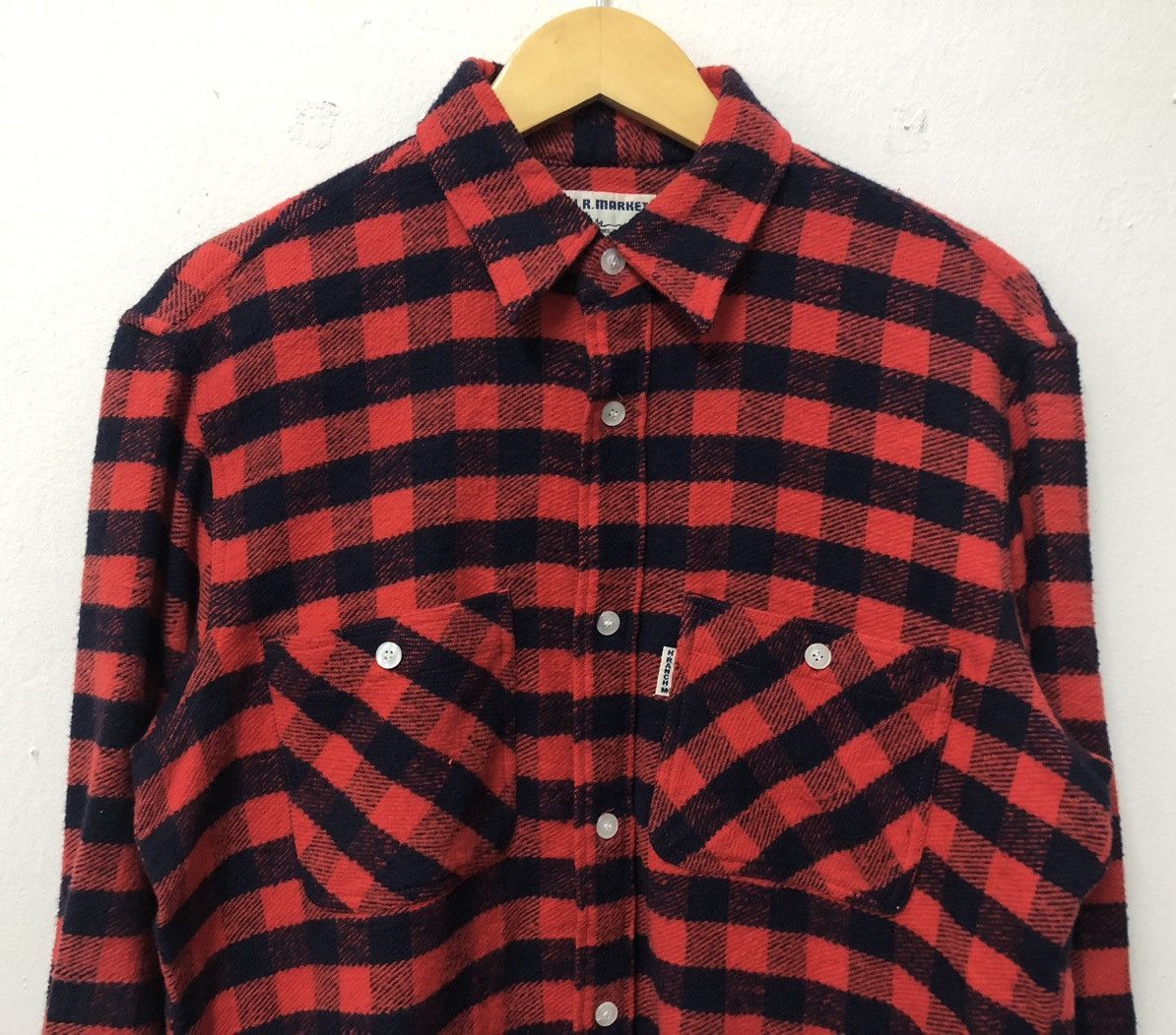 HOLLYWOOD RANCH MARKET Vintage HR Market Wool Check Button Ups Flannel Shirts Size US M / EU 48-50 / 2 - 3 Thumbnail