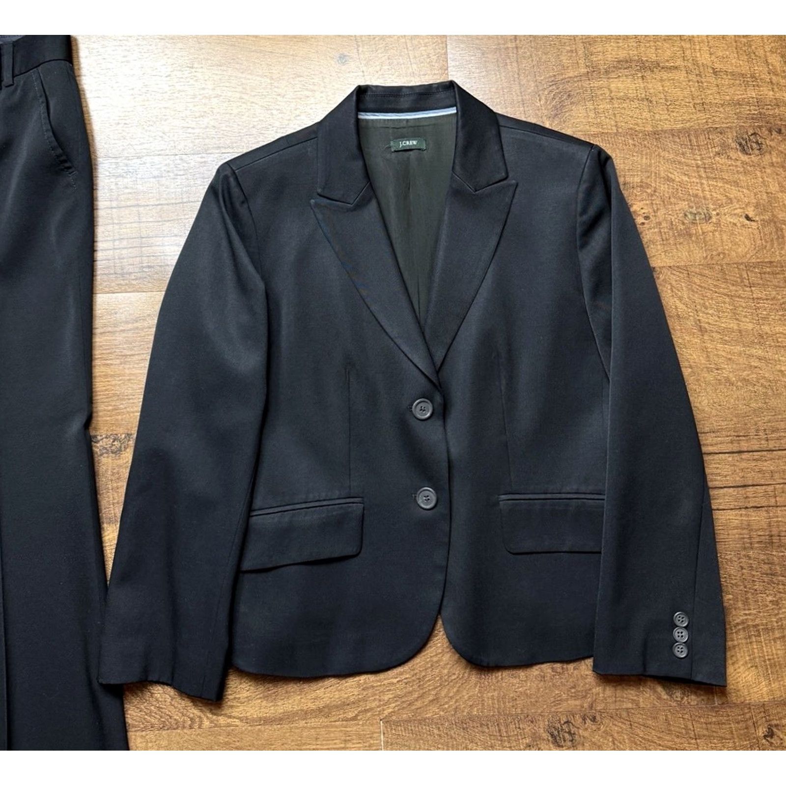 J.Crew J. Crew Pant Suit Womens City Fit Wool Blazer Wide Leg Office Lined Black 6 Suit Set Womens Size 28" / US 6 / IT 42 - 3 Thumbnail