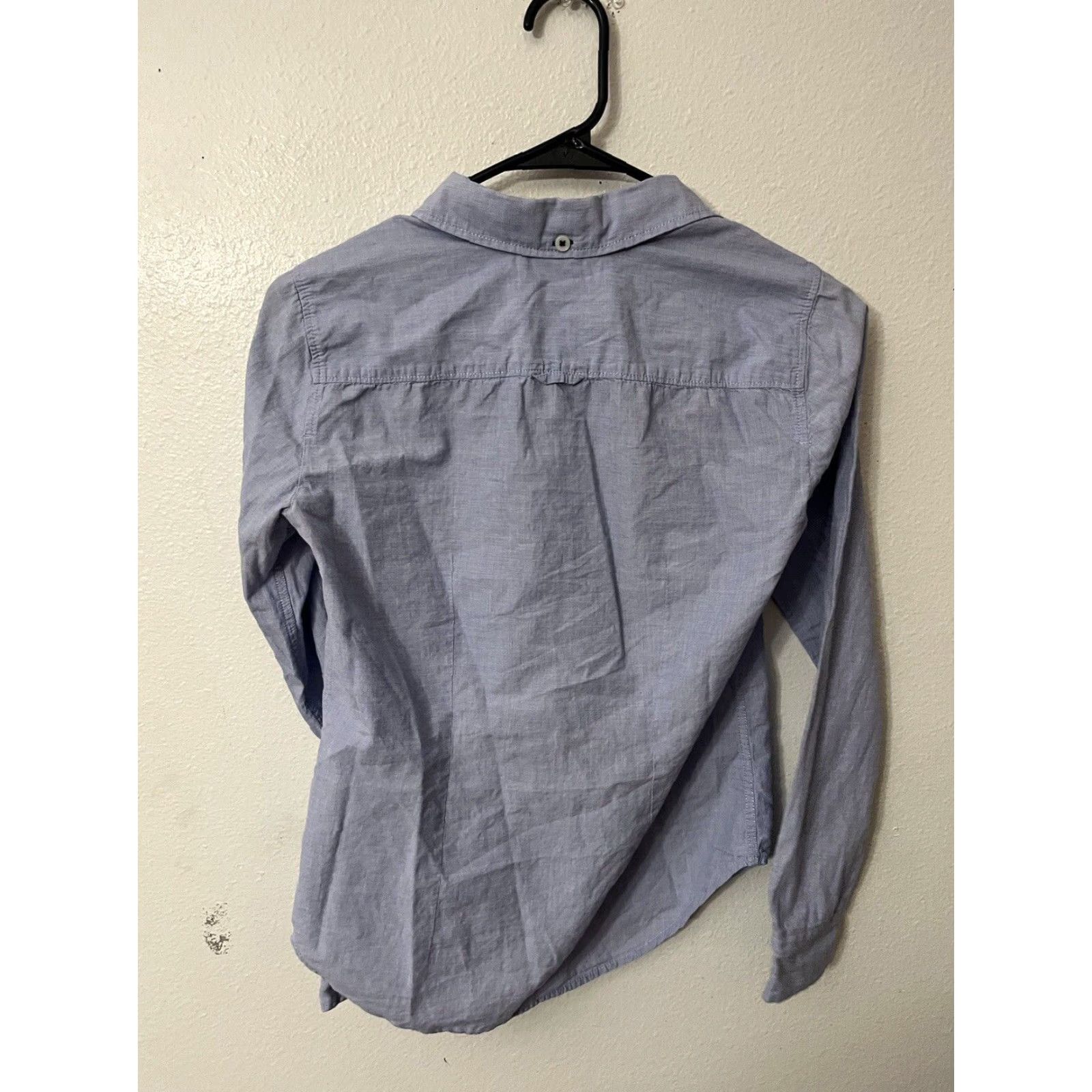 H&M VINTAGE H&M LOGG Button-Up Shirt Womens Size 4 Long Sleeve Blue Solid Cotton Classic Casual Womens Size S / US 4 / IT 40 - 2 Thumbnail