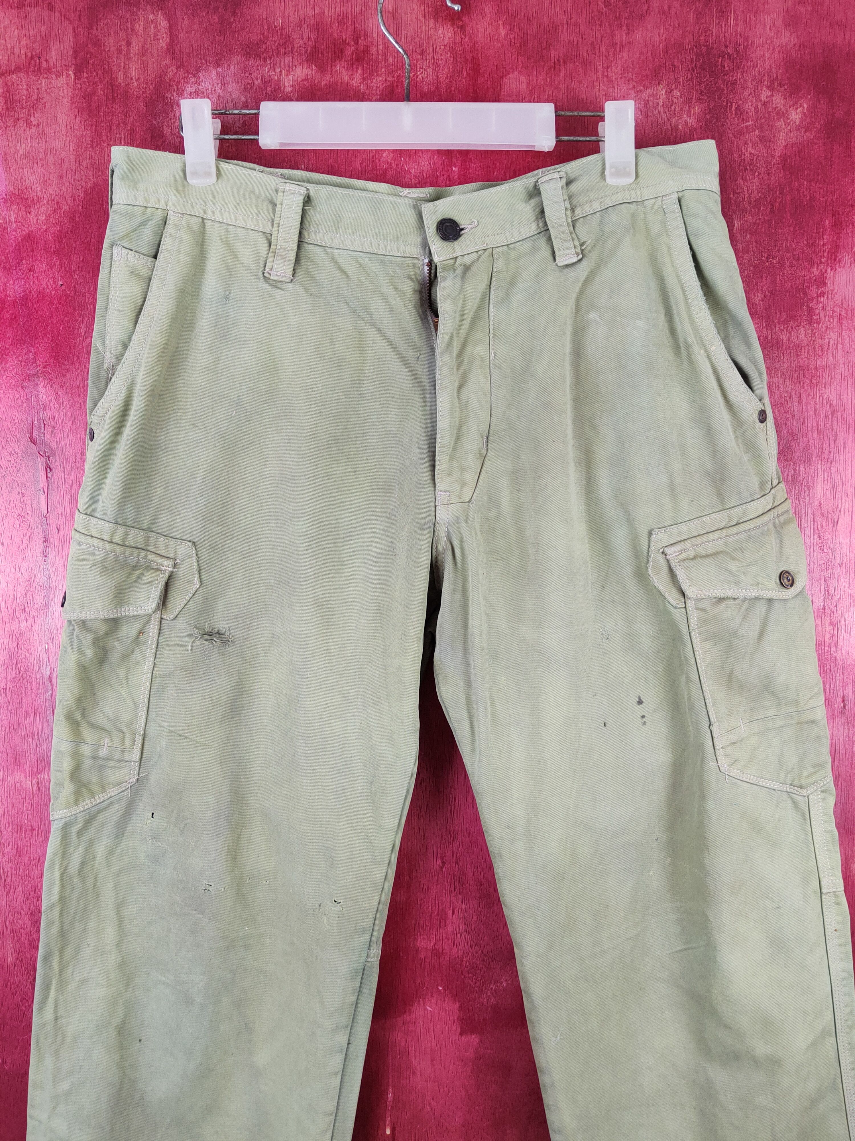 Japanese Brand Evenriver Green Faded Multipocket Cargo Pants #S2121 Size US 34 / EU 50 - 2 Thumbnail