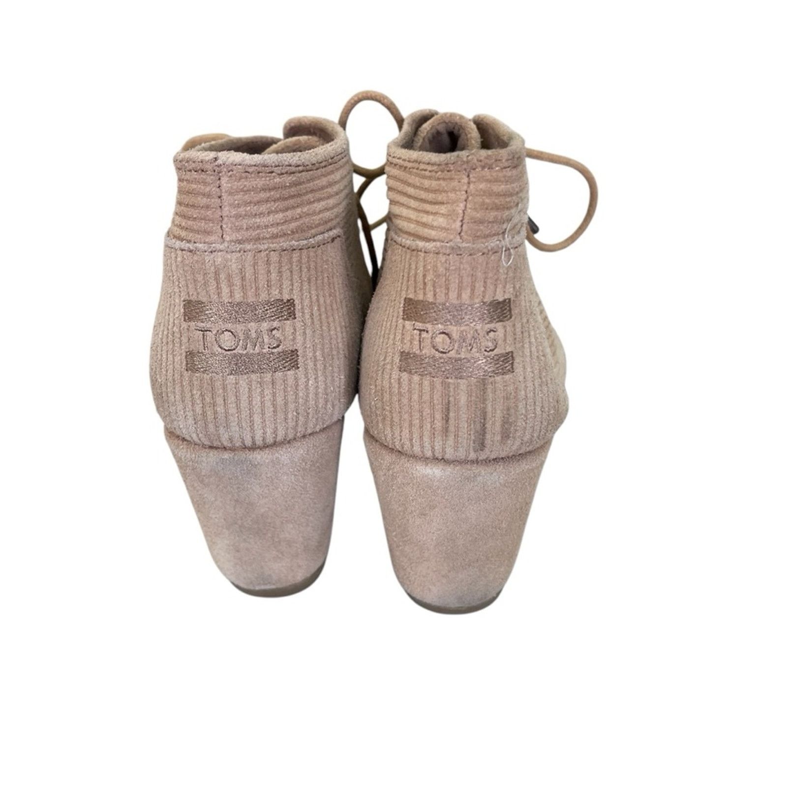 Toms Toms Corduroy Lace Up Wedge Heel Ankle Boots Tan Size 7.5 M Size US 7.5 / IT 37.5 - 3 Thumbnail
