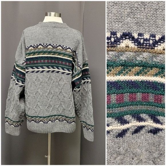 Vintage Vintage 90s y2k Gray Wool Dadcore Fair Isle lcelandic Ski Ap Size US L / EU 52-54 / 3 - 5 Thumbnail