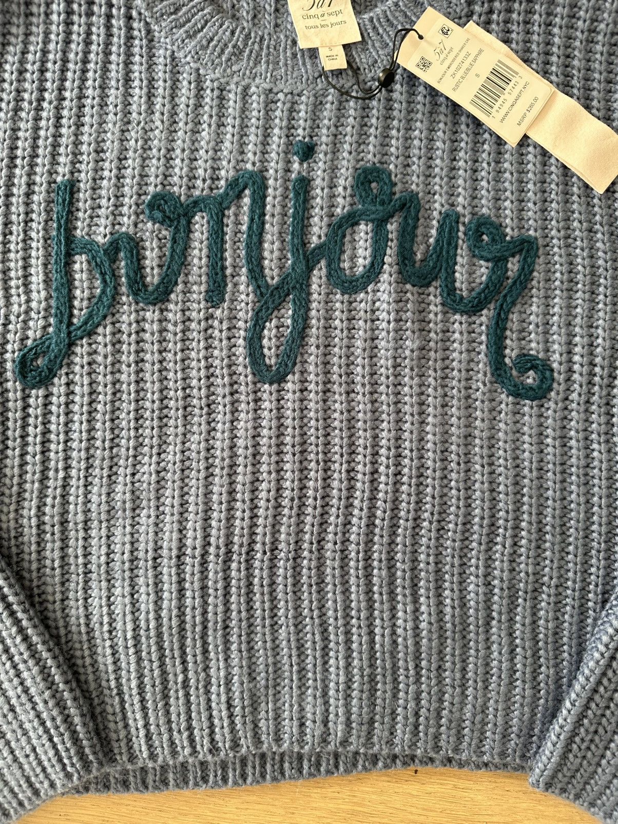 Cinq a Sept Cinq à Sept Bonjour Blue Knit Sweater Size S / US 4 / IT 40 - 6 Thumbnail