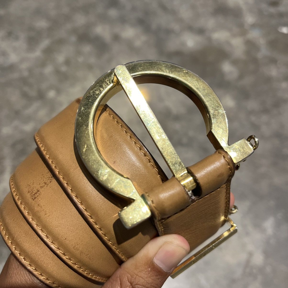 Salvatore Ferragamo Salvatore Ferragamo Tan Leather Belt w/ Gold Hardware Size ONE SIZE - 2 Thumbnail