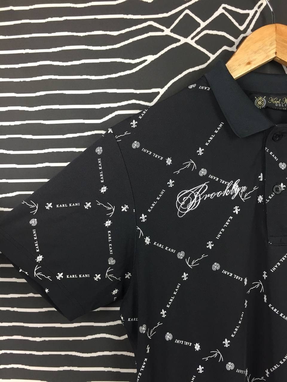 Karl Kani Vtg Karl Kani Golf Brooklyn Patterned Polo Tee Size US M / EU 48-50 / 2 - 9 Thumbnail