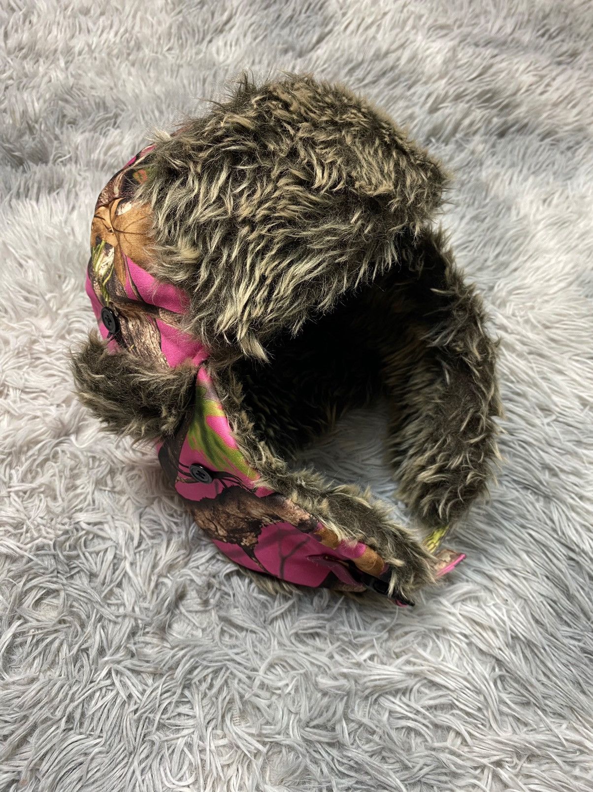 Vintage Pink Camouflage Fur Hat Japanese Brand