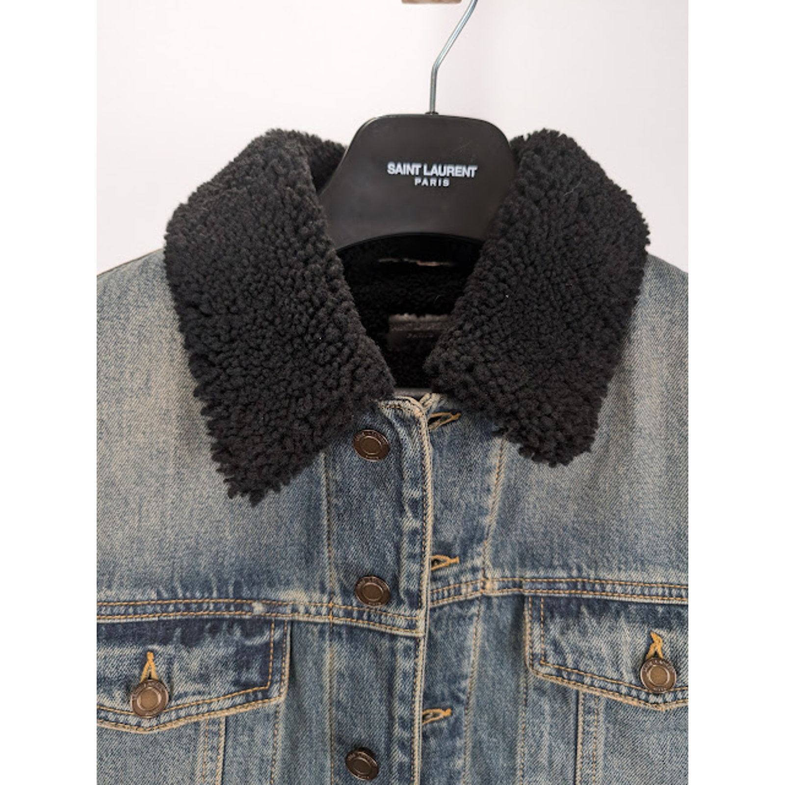 Saint Laurent Paris o1rshd1 Shearling Denim Jacket in Light Blue Size US XXL / EU 58 / 5 - 3 Thumbnail
