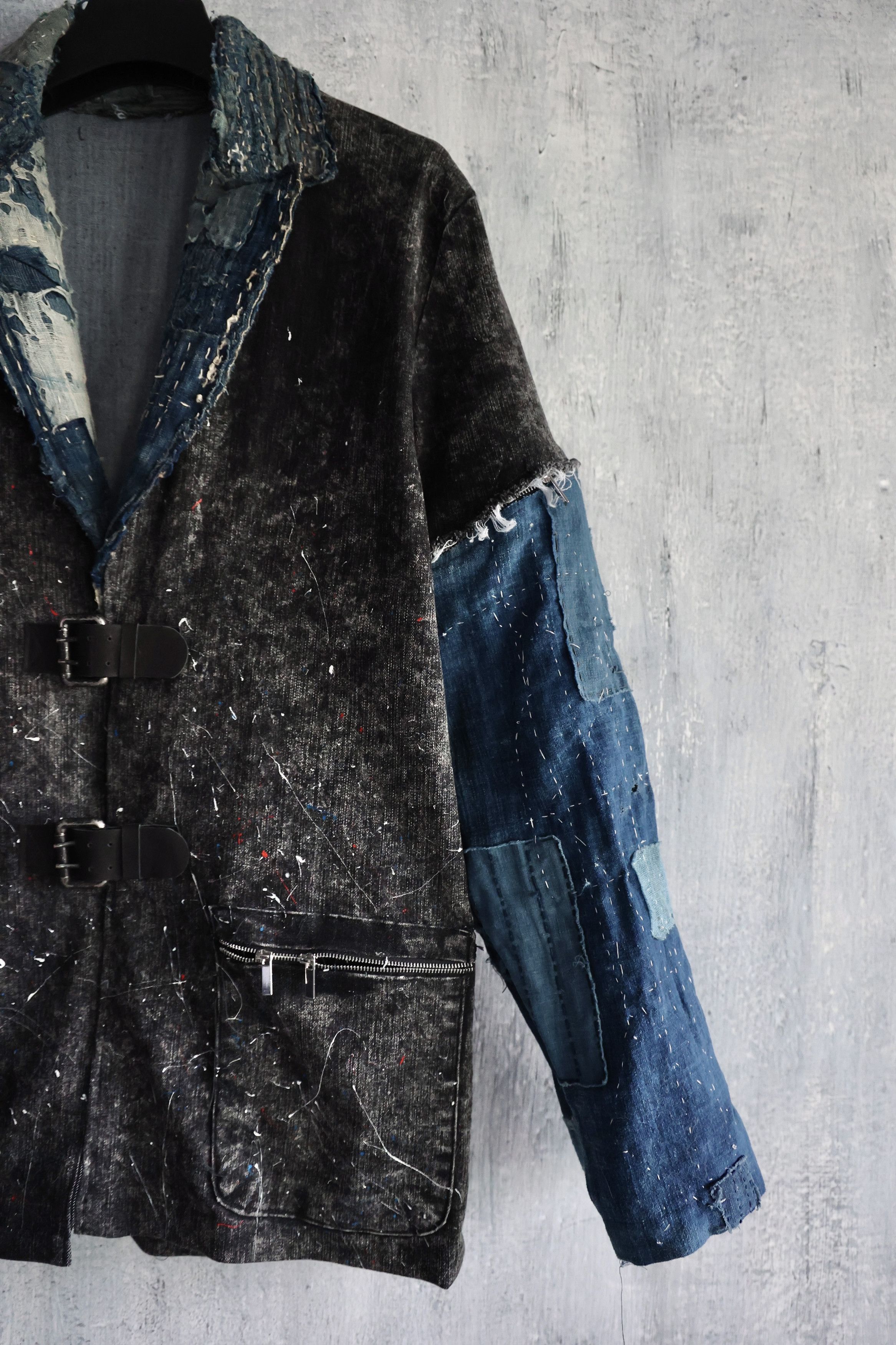 Hana Indigo Washed denim jacket patched with Boro vintage japan textiles Size US M / EU 48-50 / 2 - 5 Thumbnail