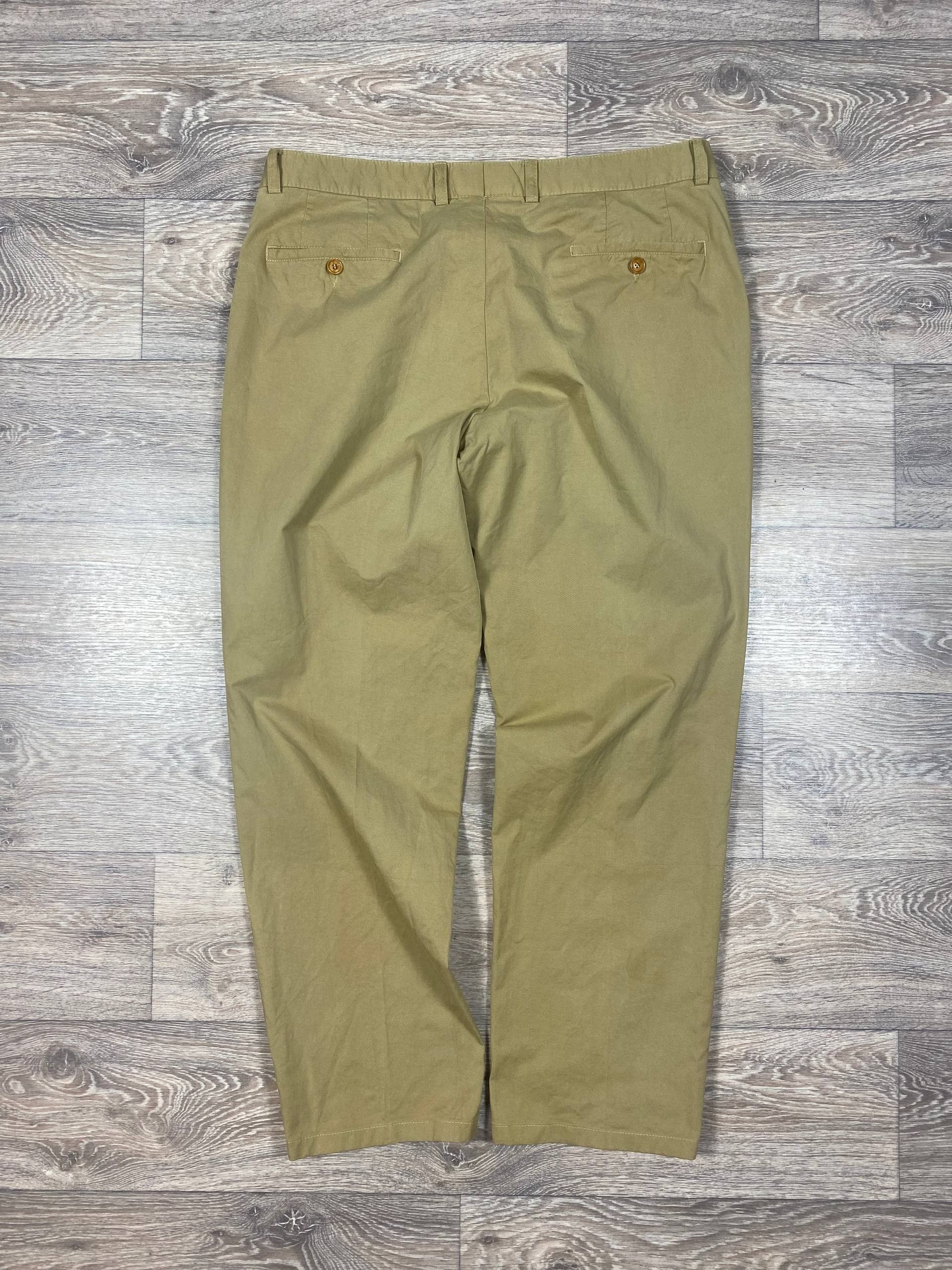 Burberry Vintage 90s Burberrys Beige Cotton pleated men's trousers Size US 38 / EU 54 - 2 Thumbnail