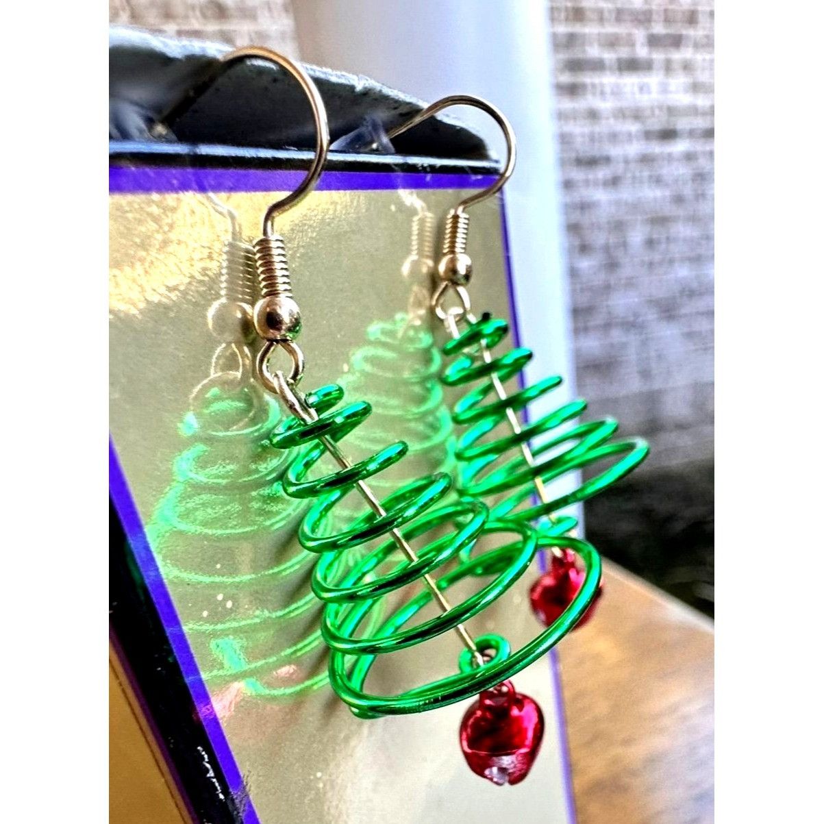 Handmade Christmas Tree Earrings Jingle Bells New Dangle Hooks Size ONE SIZE - 2 Thumbnail