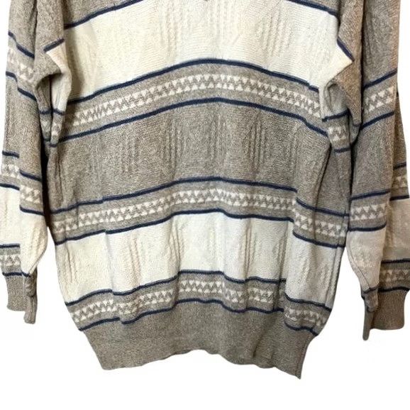 Vintage VINTAGE V-Neck Sweater Mens XL Beige Cotton Textured Argyle 80s 90s Hipster Retro Pullover Shirts Mens Size US XL / EU 56 / 4 - 4 Thumbnail